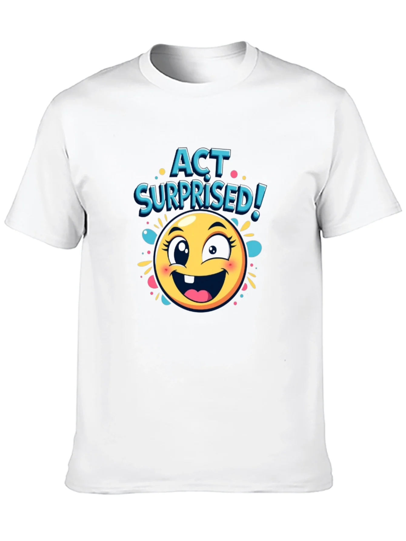 Camiseta Negra con Dise?o de Emoji Sorprendido