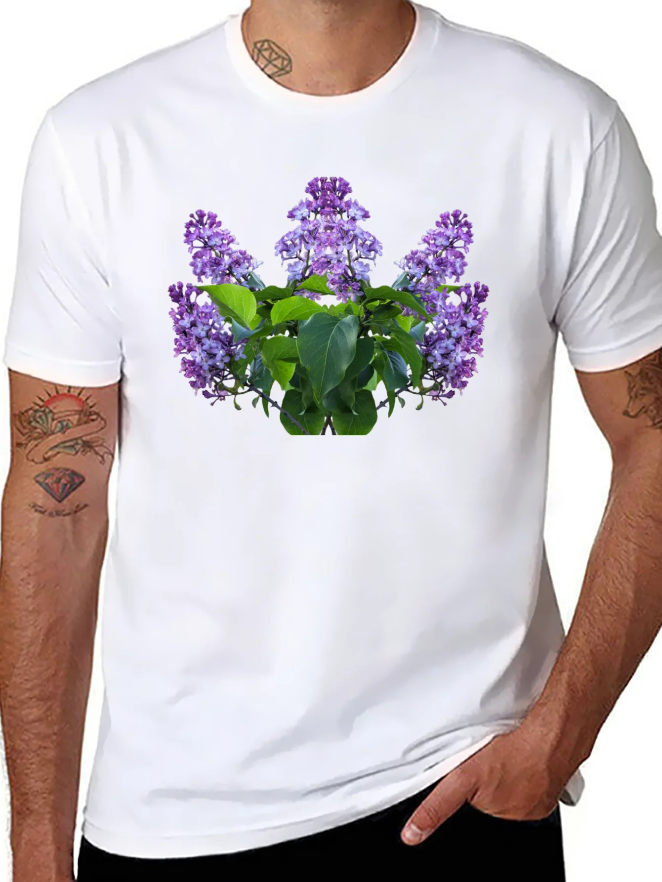 Rebbecca Lilac Floral Print Black T-Shirt