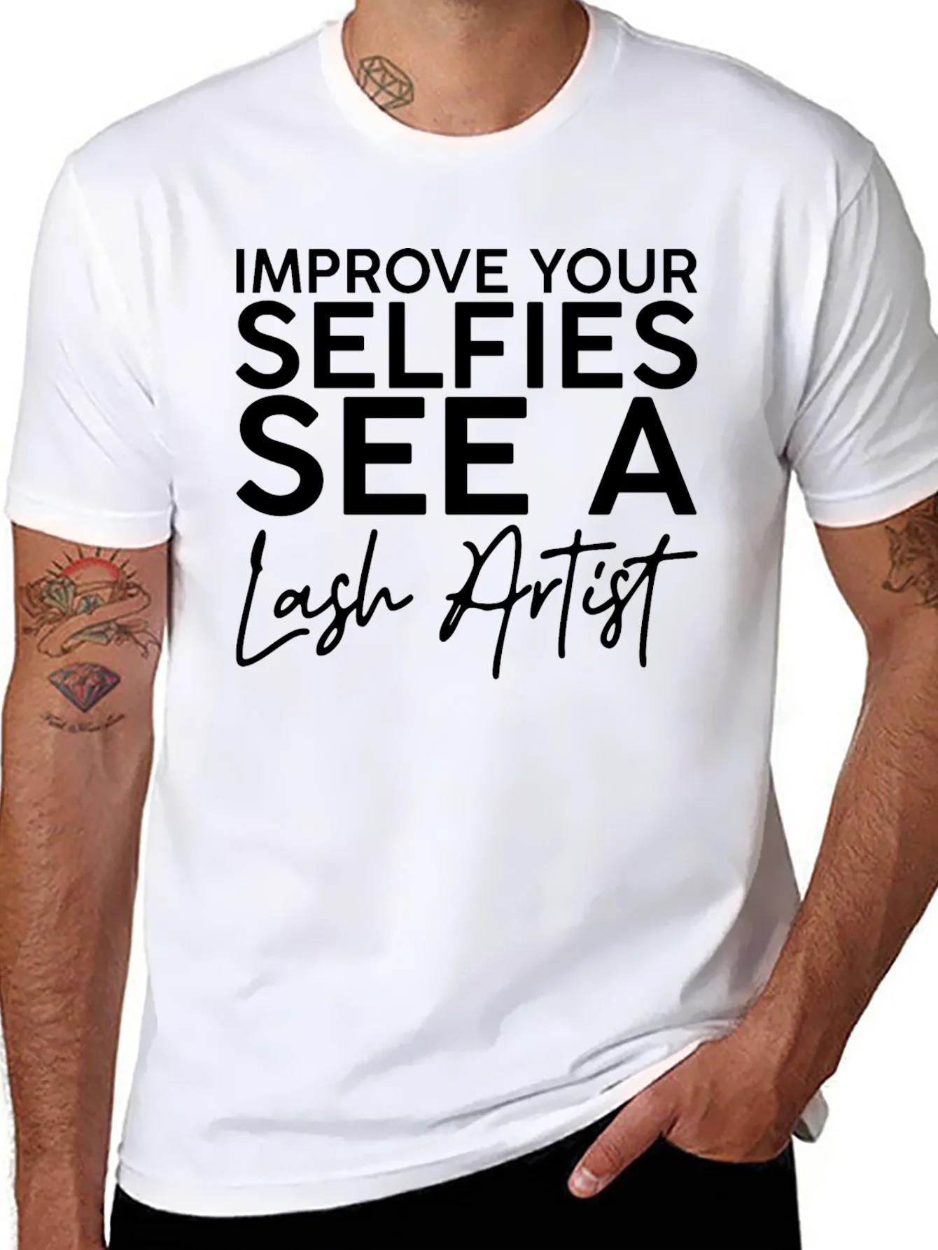 Camiseta Negra Selfies para Amantes de las Pesta?as