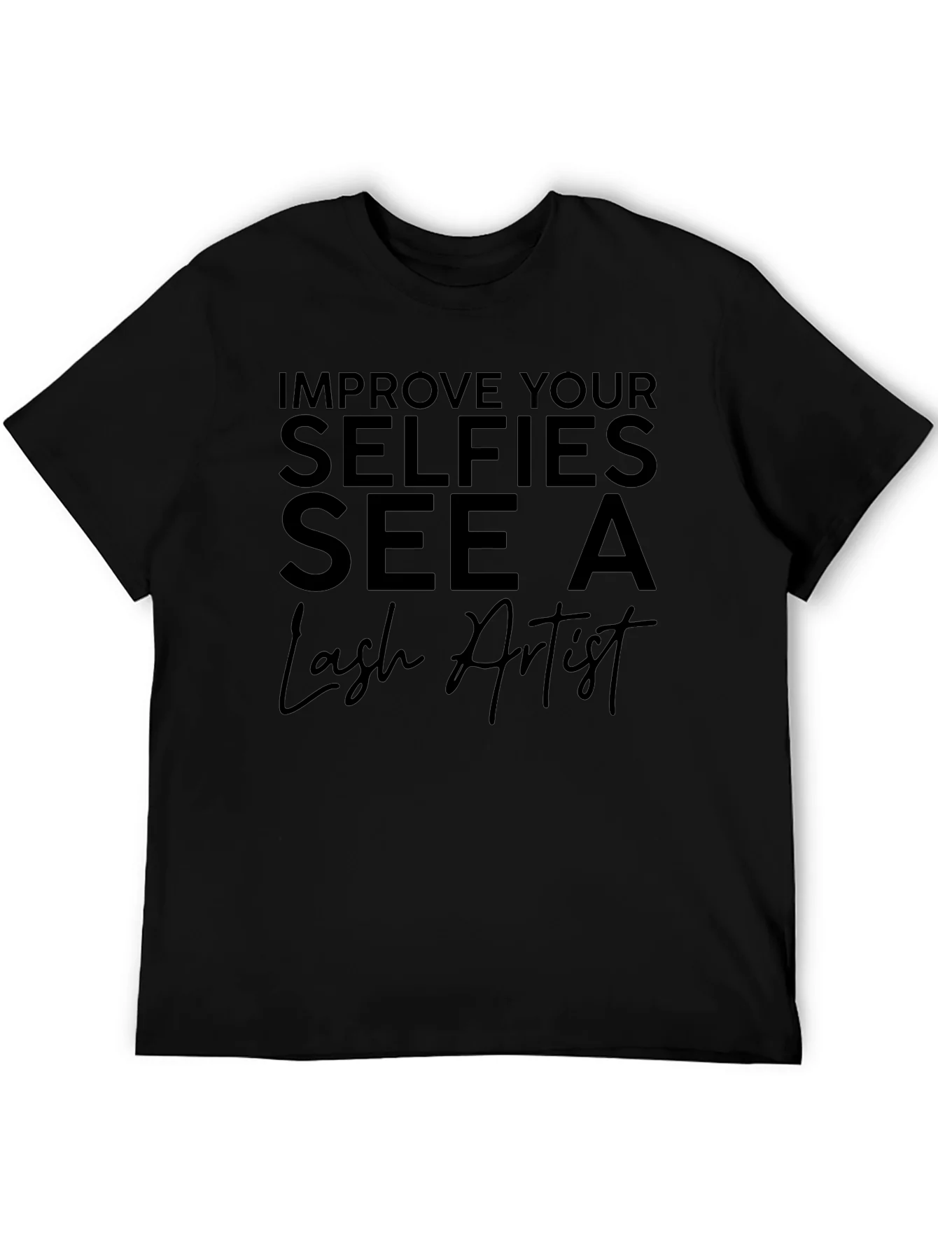 Camiseta Negra Selfies para Amantes de las Pesta?as