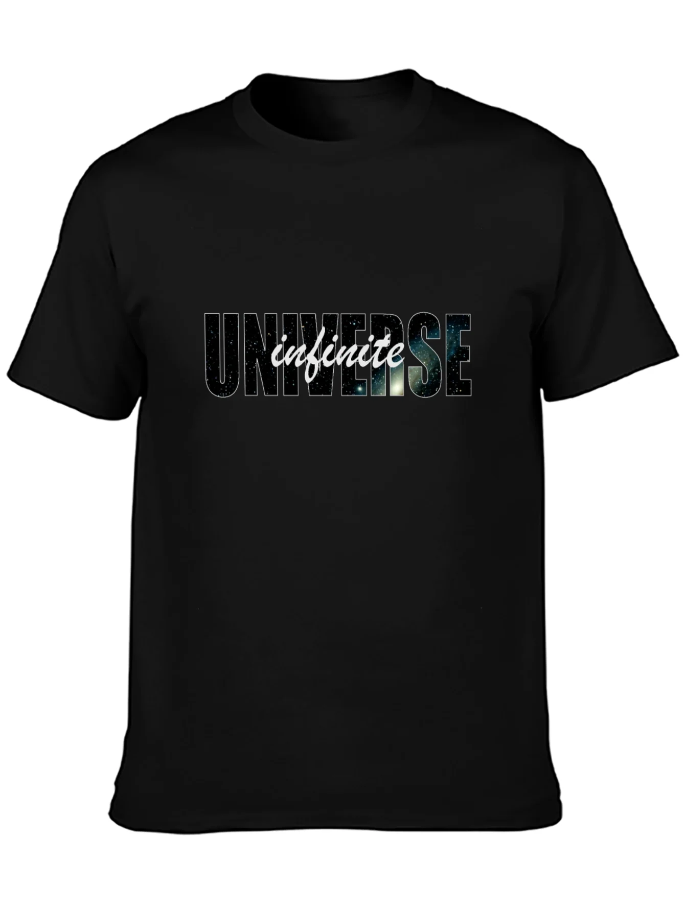 Camiseta Negra Universo Infinito Algod¨®n C¨®moda Casual