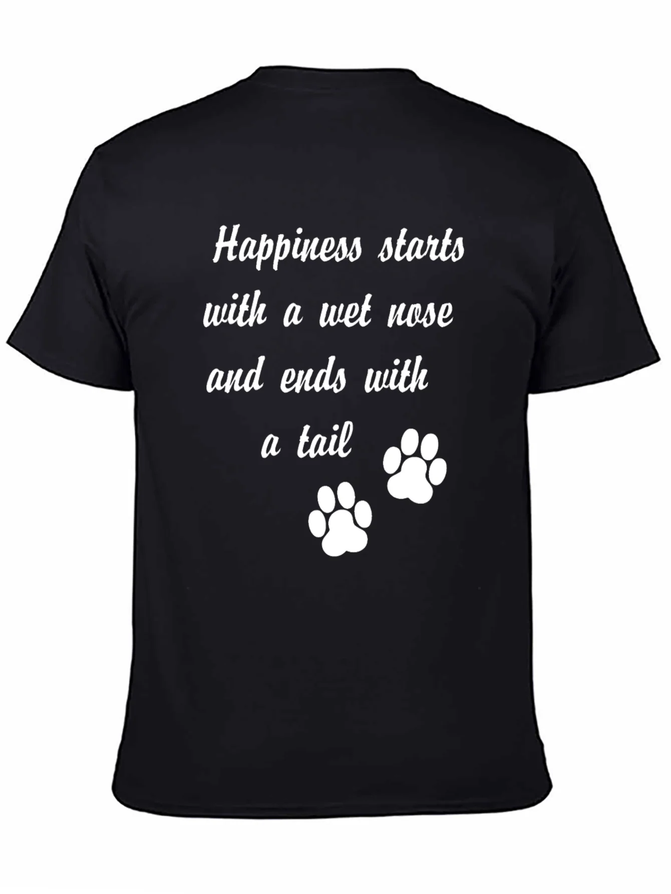 Camiseta Negra: Felicidad y Huellas de Mascota