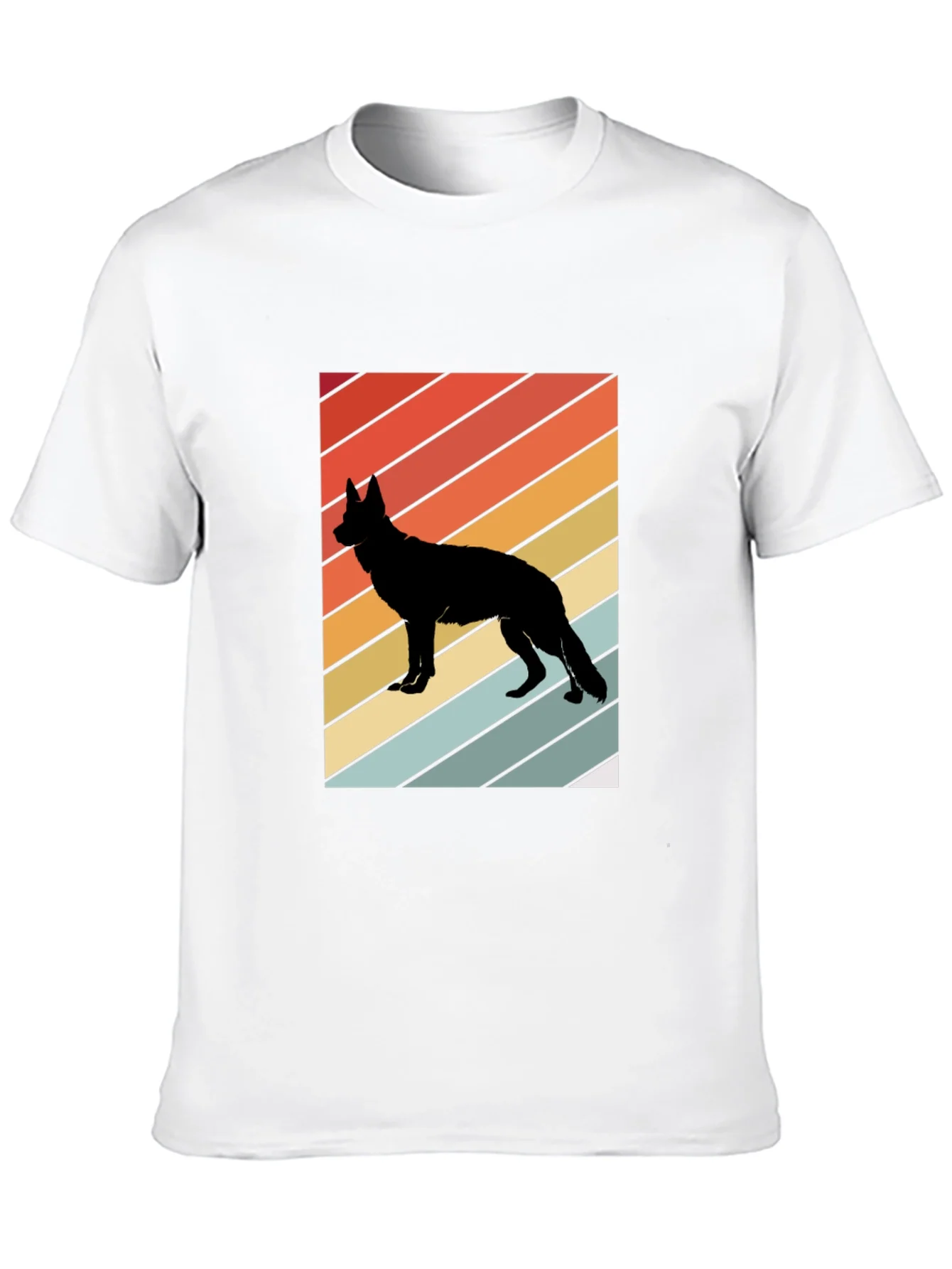 Camiseta Negra con Silueta de Perro Estilo Retro