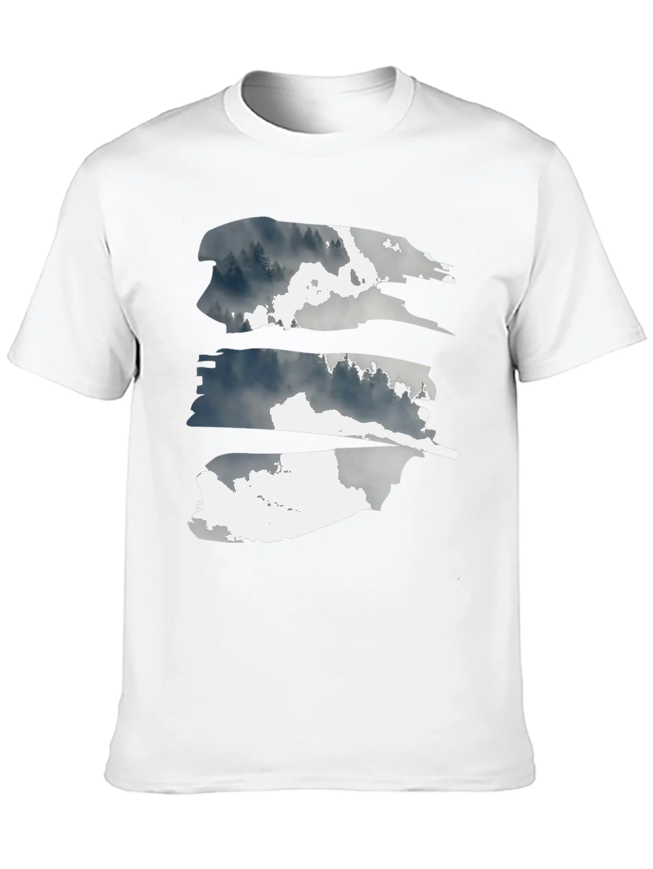 Camiseta Negra con Dise?o Abstracto de Bosque