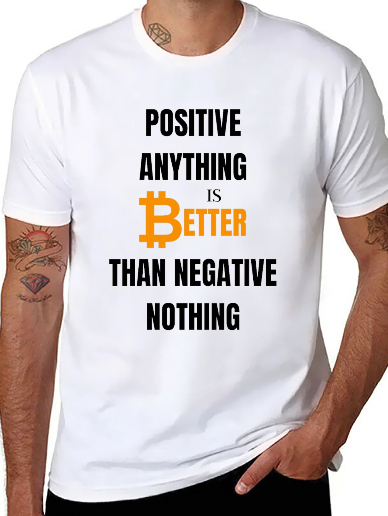 Camiseta Hombre Bitcoin: Positivo es Mejor que Negativo