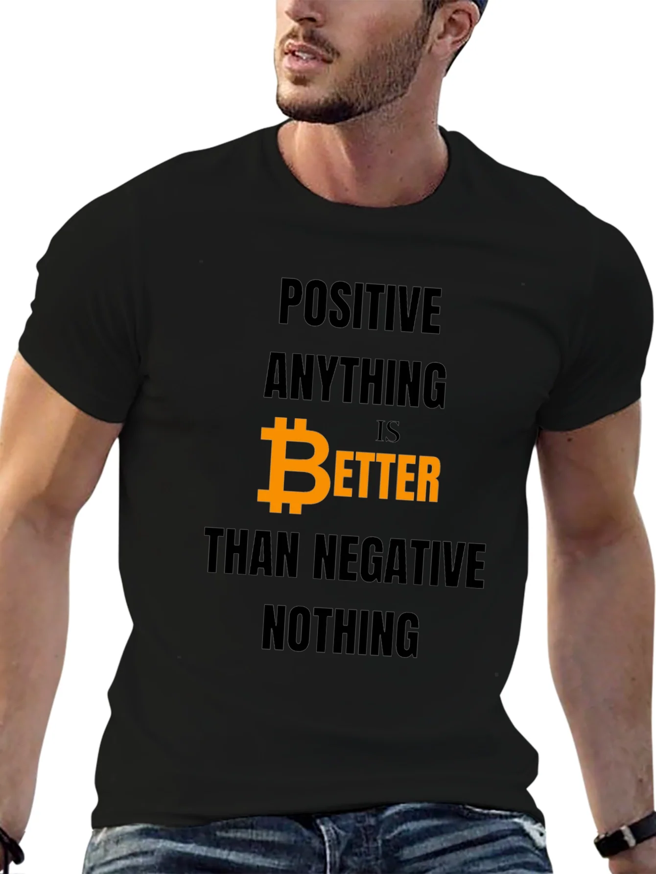 Camiseta Hombre Bitcoin: Positivo es Mejor que Negativo
