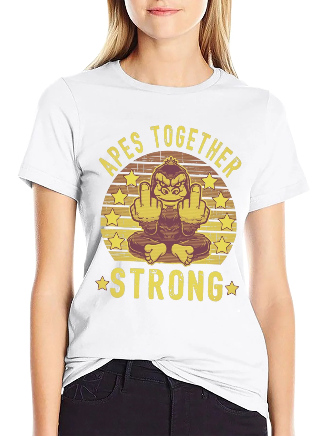Camiseta Negra: Apes Together Strong