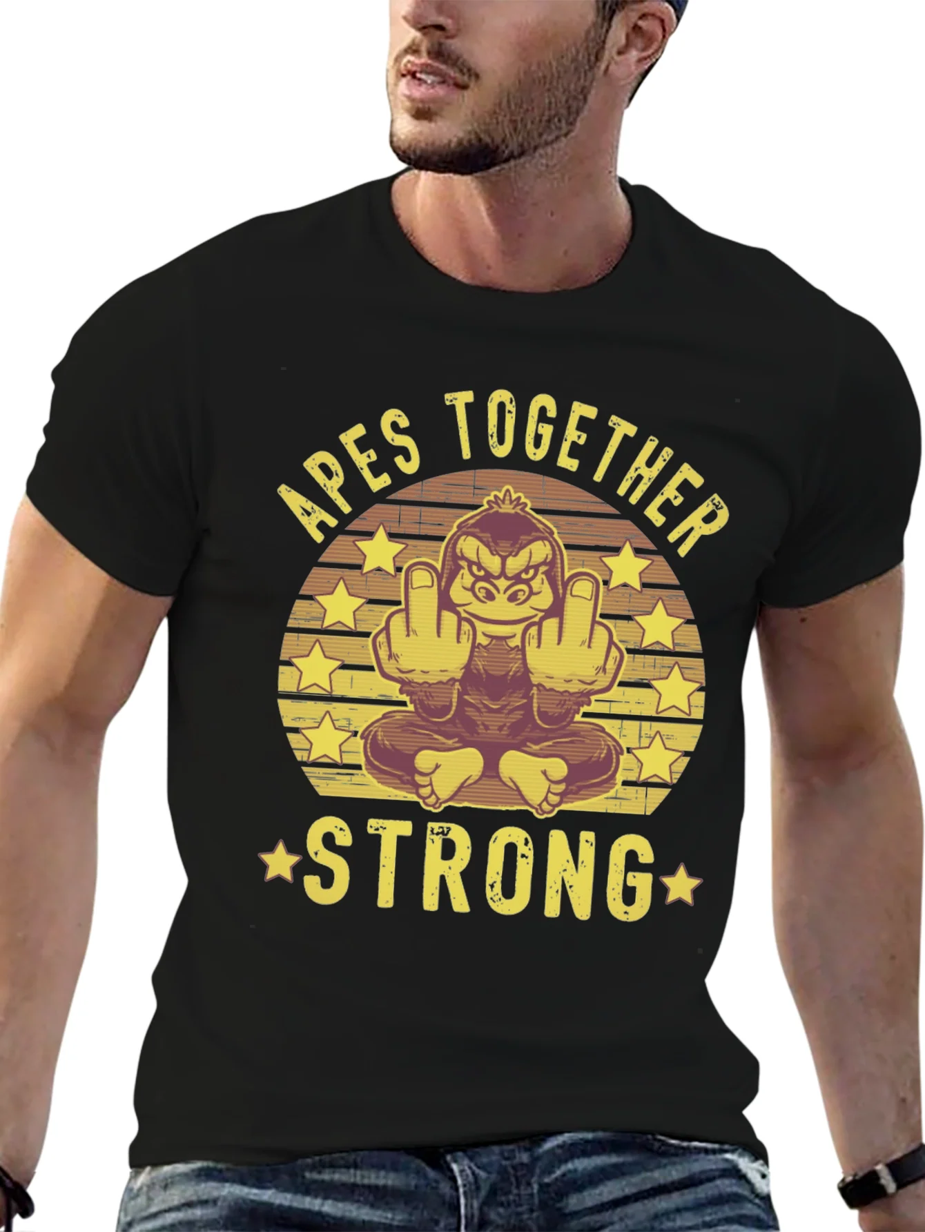 Camiseta Negra: Apes Together Strong
