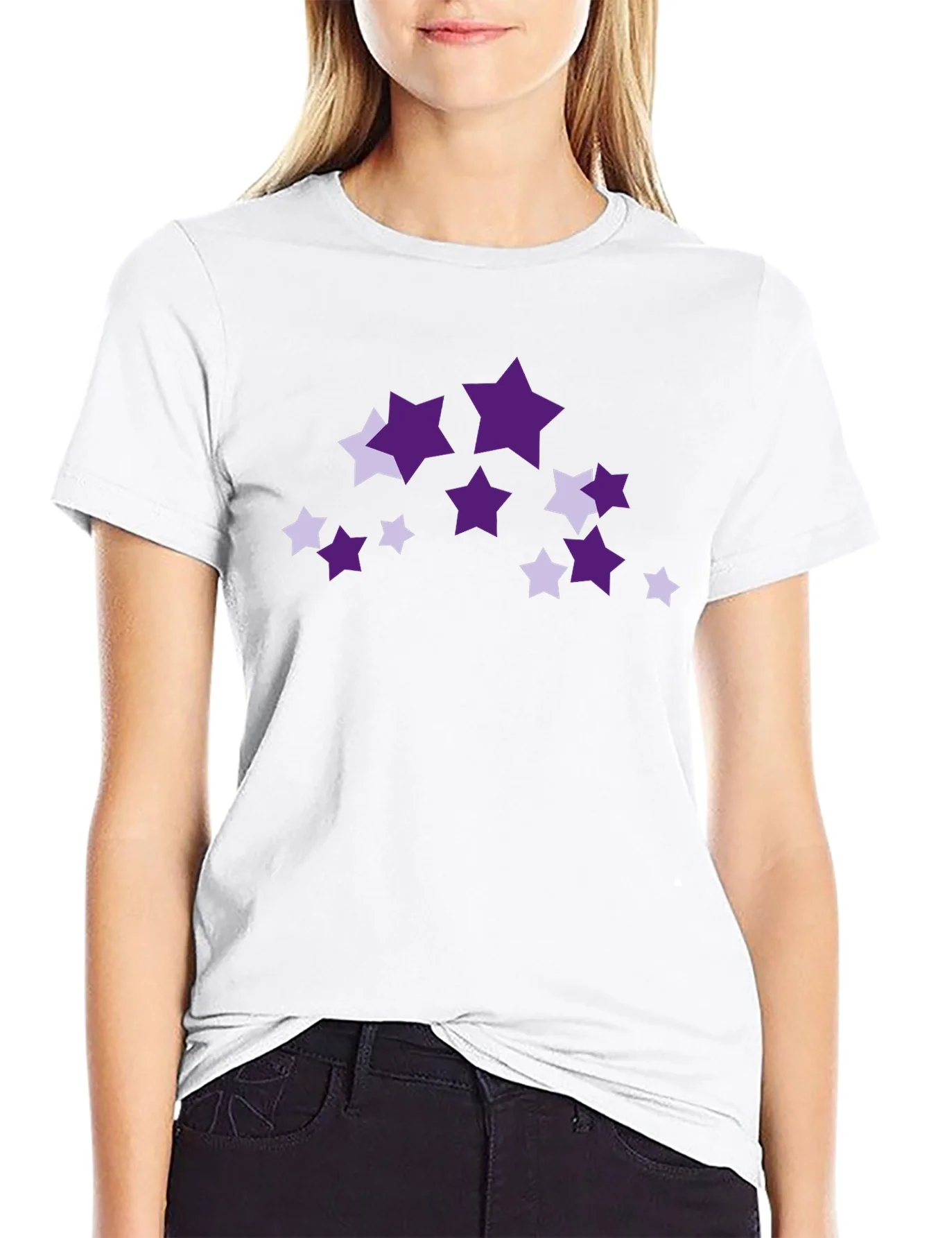 Camiseta Negra con Estrellas P¨²rpuras