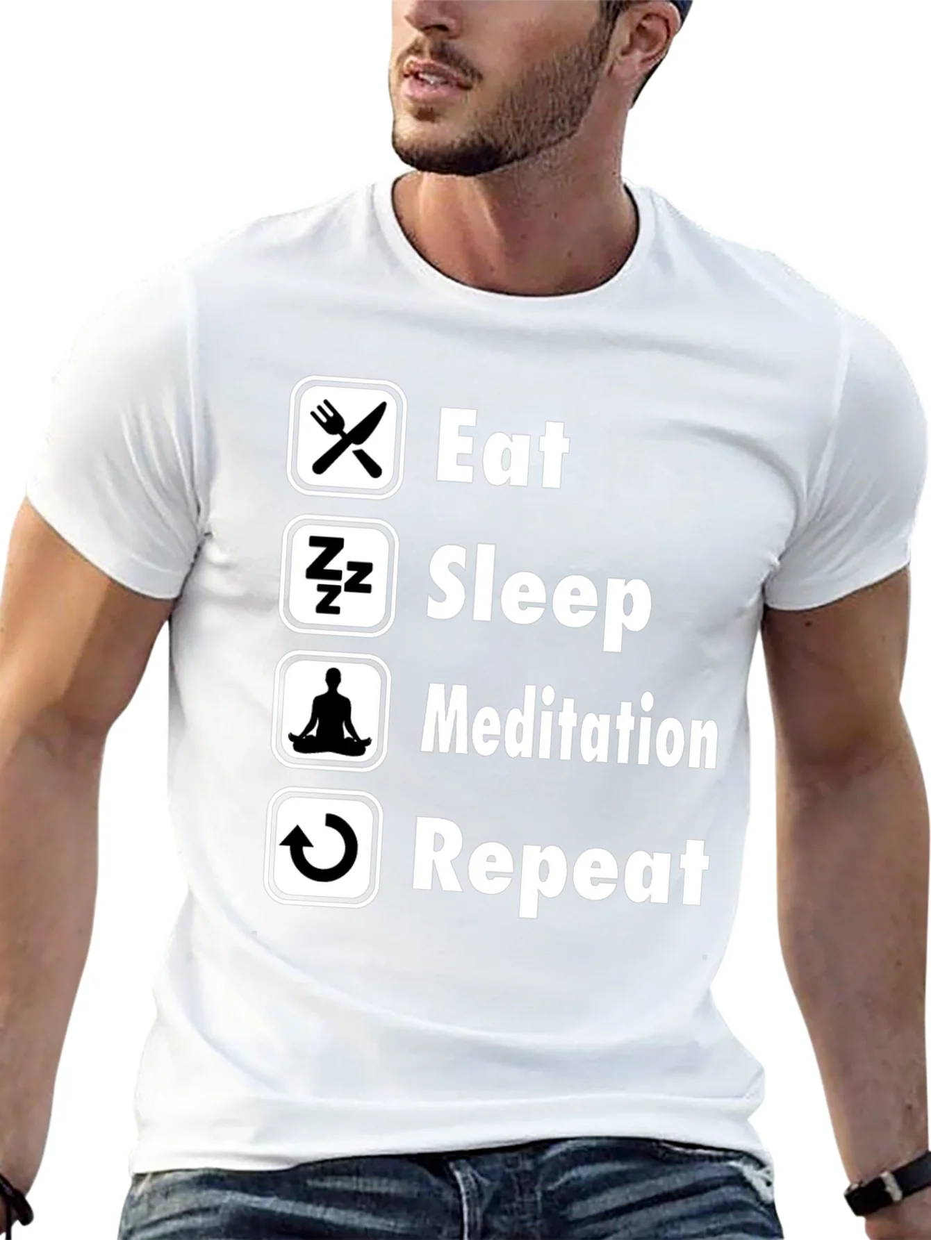Rebbecca Eat Sleep Meditation Repeat Graphic Tee