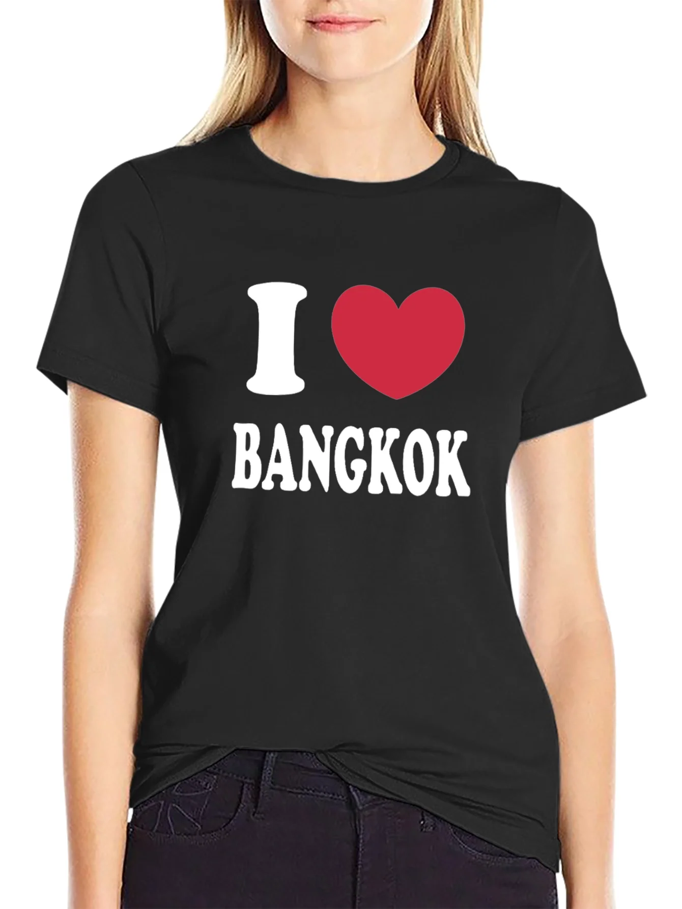 Camiseta Negra I Love Bangkok Hombre Casual