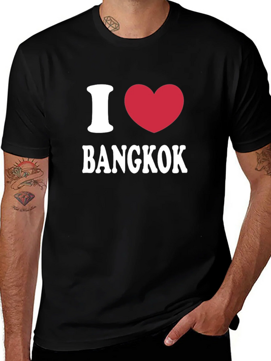 Camiseta Negra I Love Bangkok Hombre Casual
