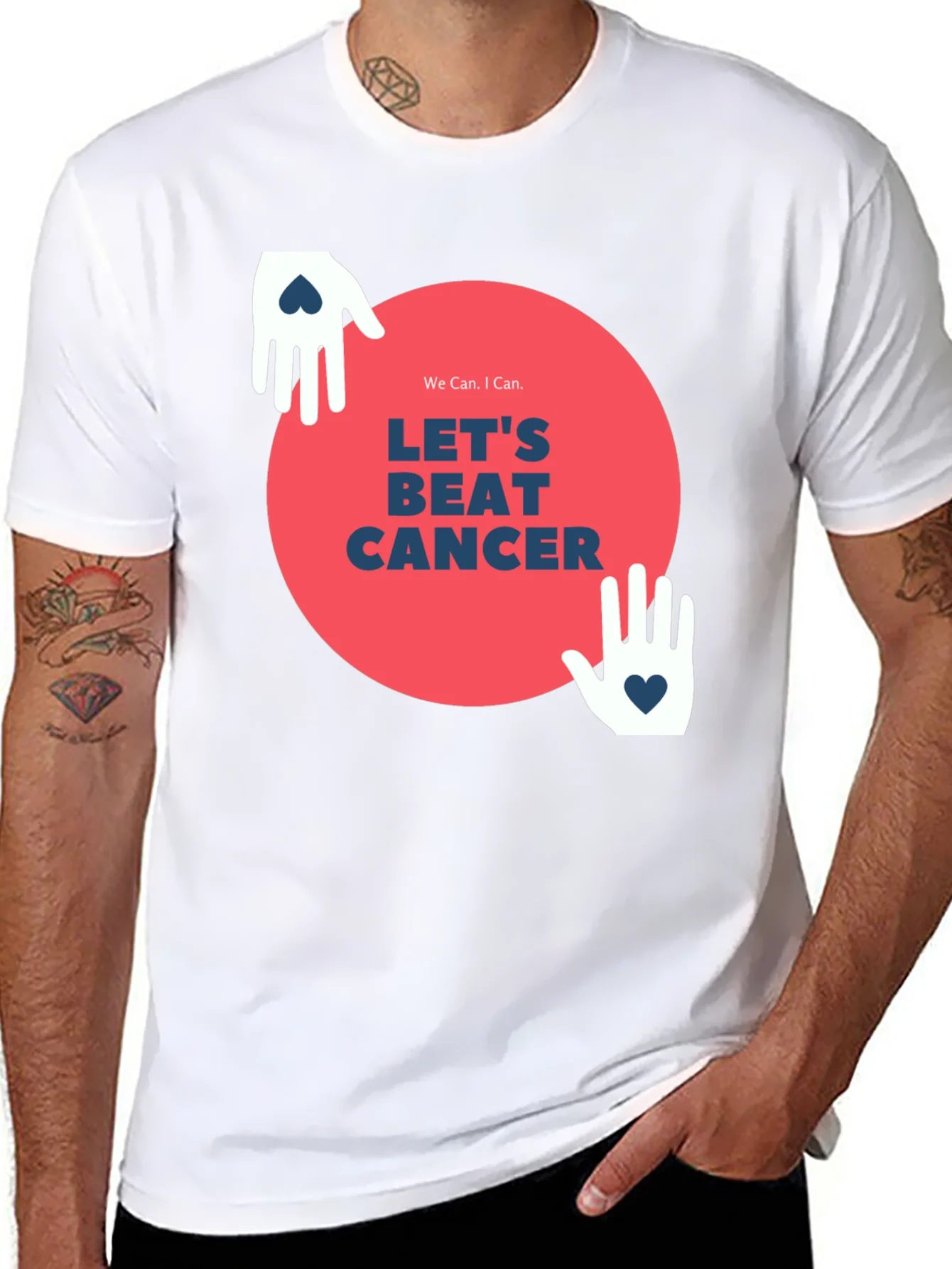 Camiseta Negra Lets Beat Cancer