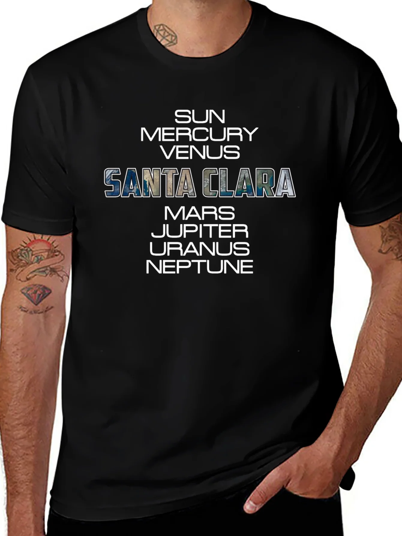 Camiseta Negra Planetas Santa Clara