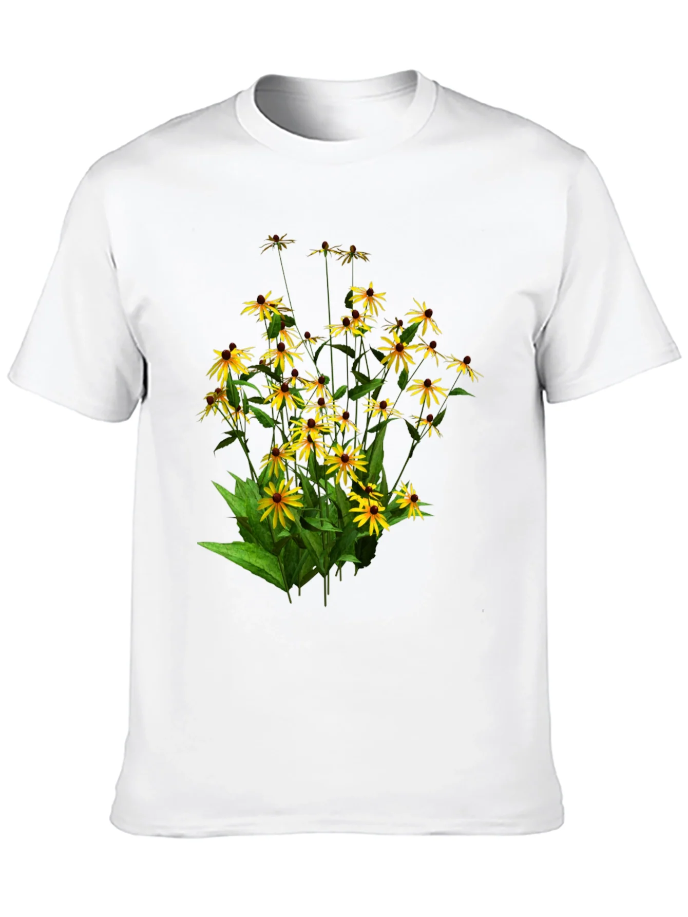 Camiseta Negra con Dise?o Floral de Girasoles
