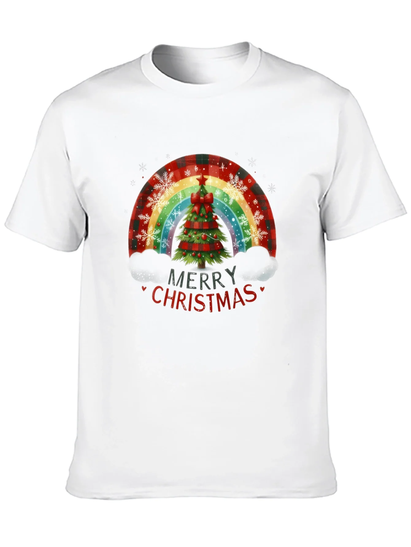 Camiseta Negra Navide?a Arco¨ªris ¨¢rbol Navidad