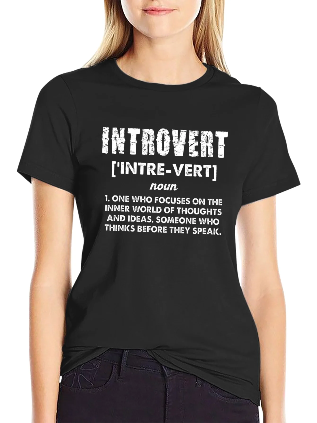 Camiseta Negra Introvertido - Definici¨®n ¨²nica