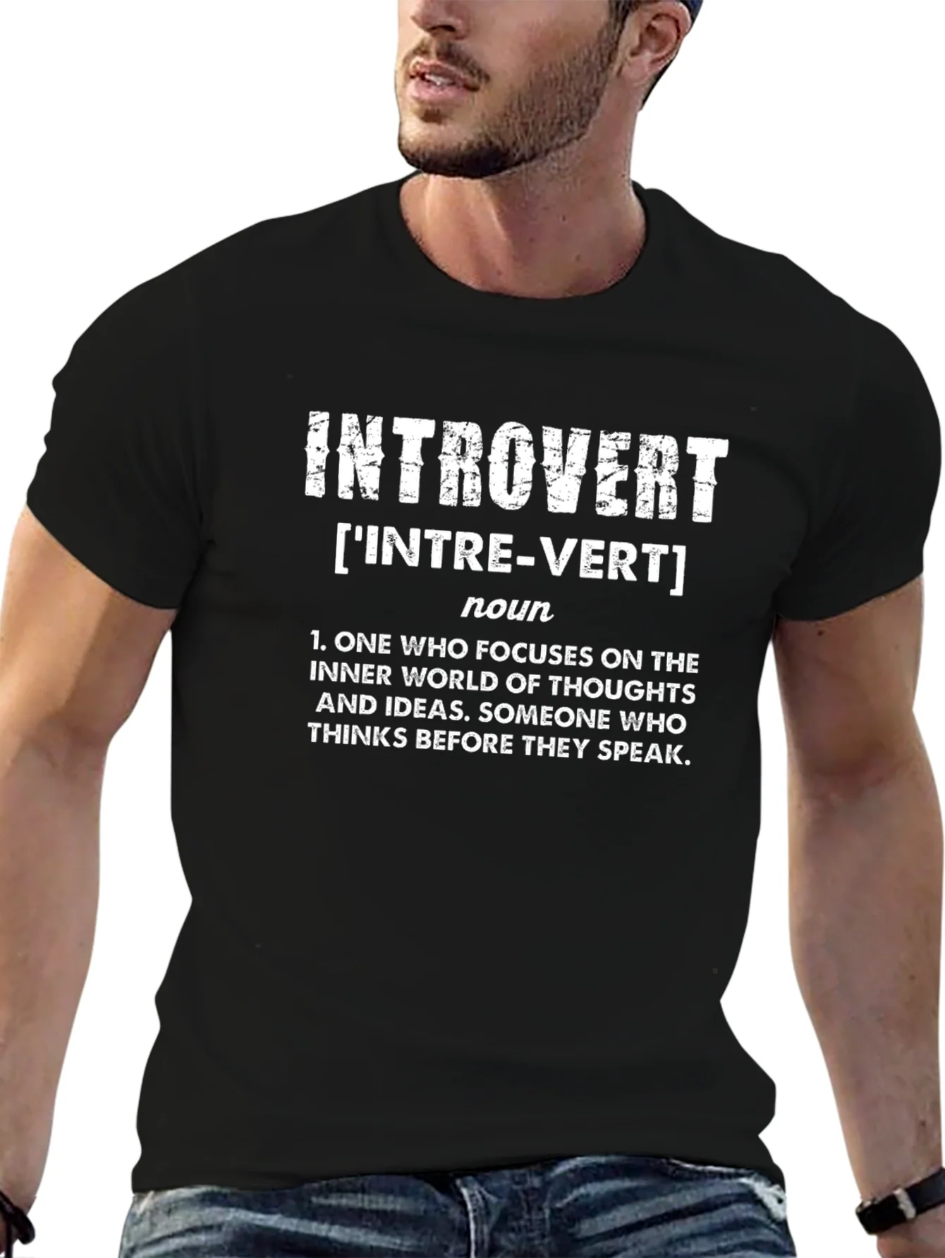 Camiseta Negra Introvertido - Definici¨®n ¨²nica