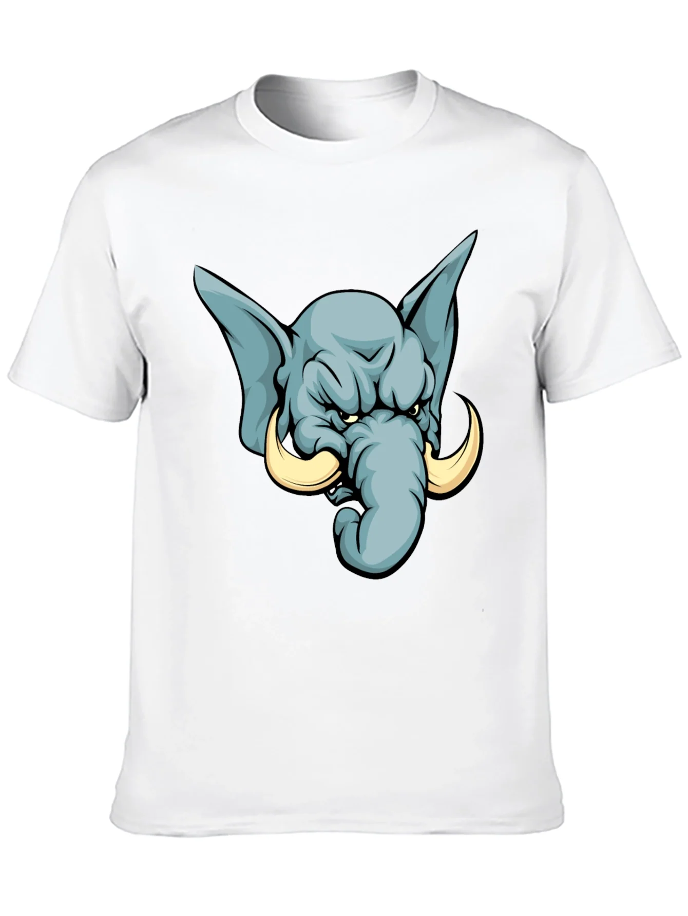 Camiseta Negra con Estampado de Elefante Furioso