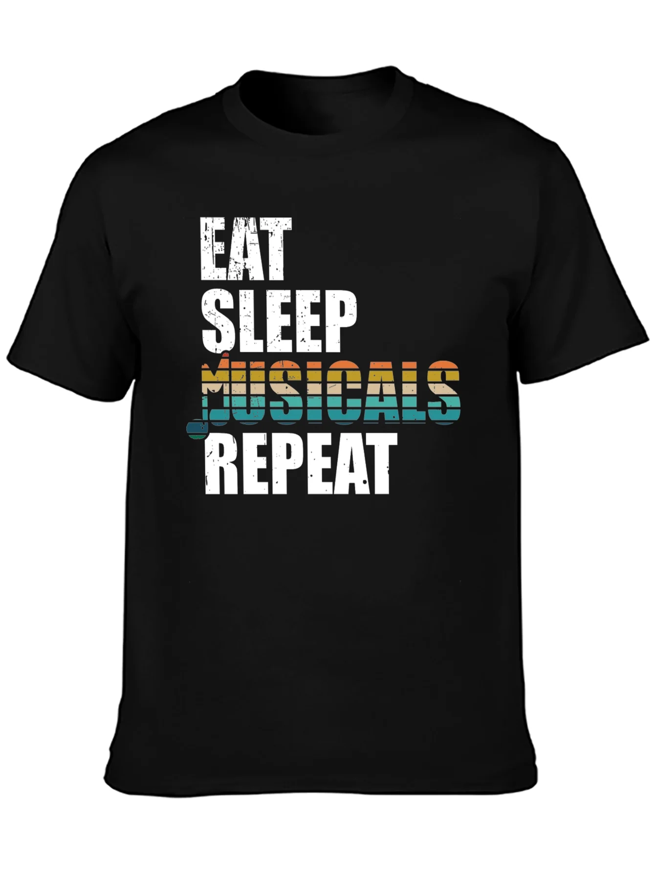 Camiseta Negra: Come Duerme Musicales Repite