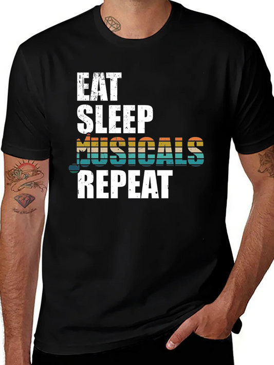Camiseta Negra: Come Duerme Musicales Repite