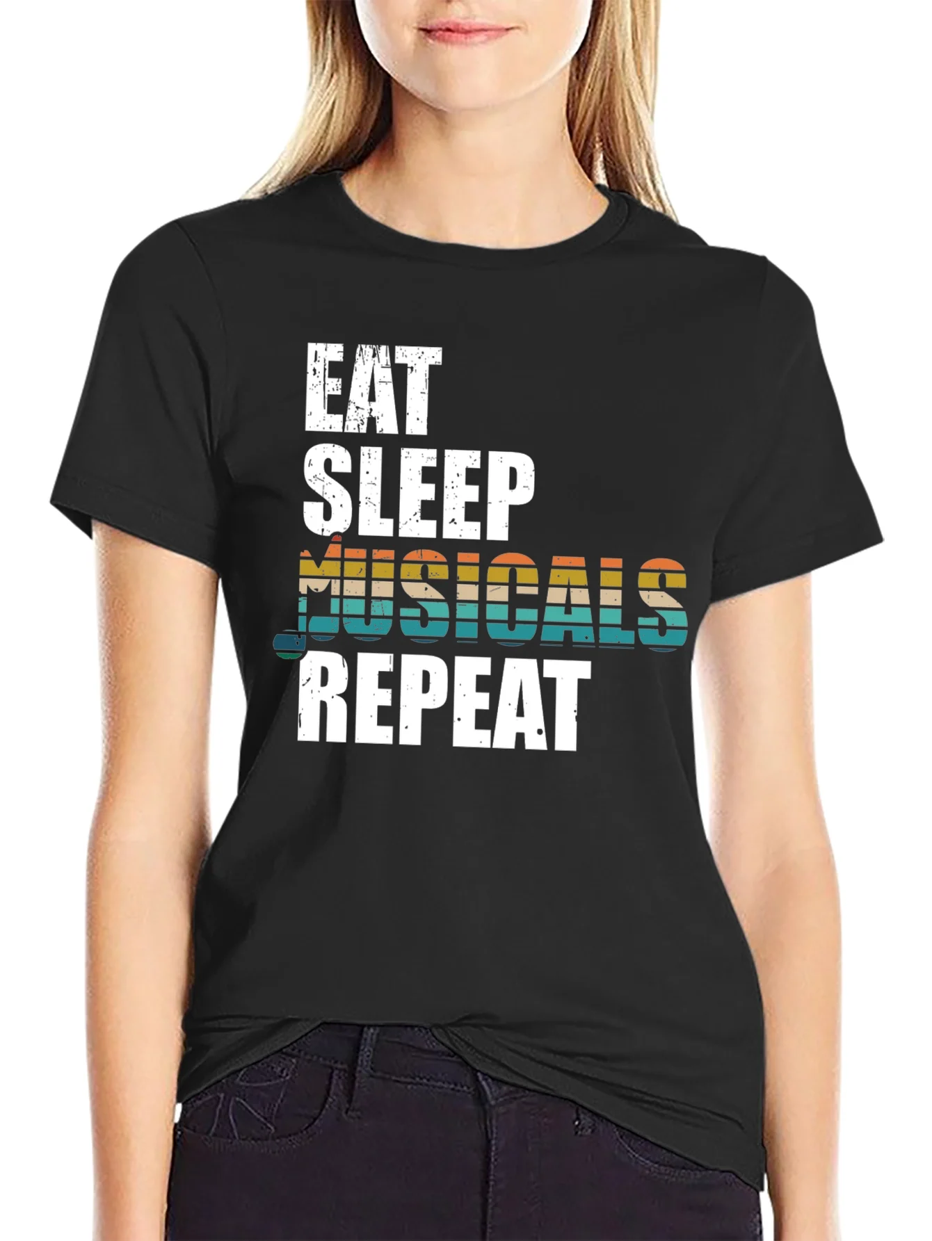 Camiseta Negra: Come Duerme Musicales Repite