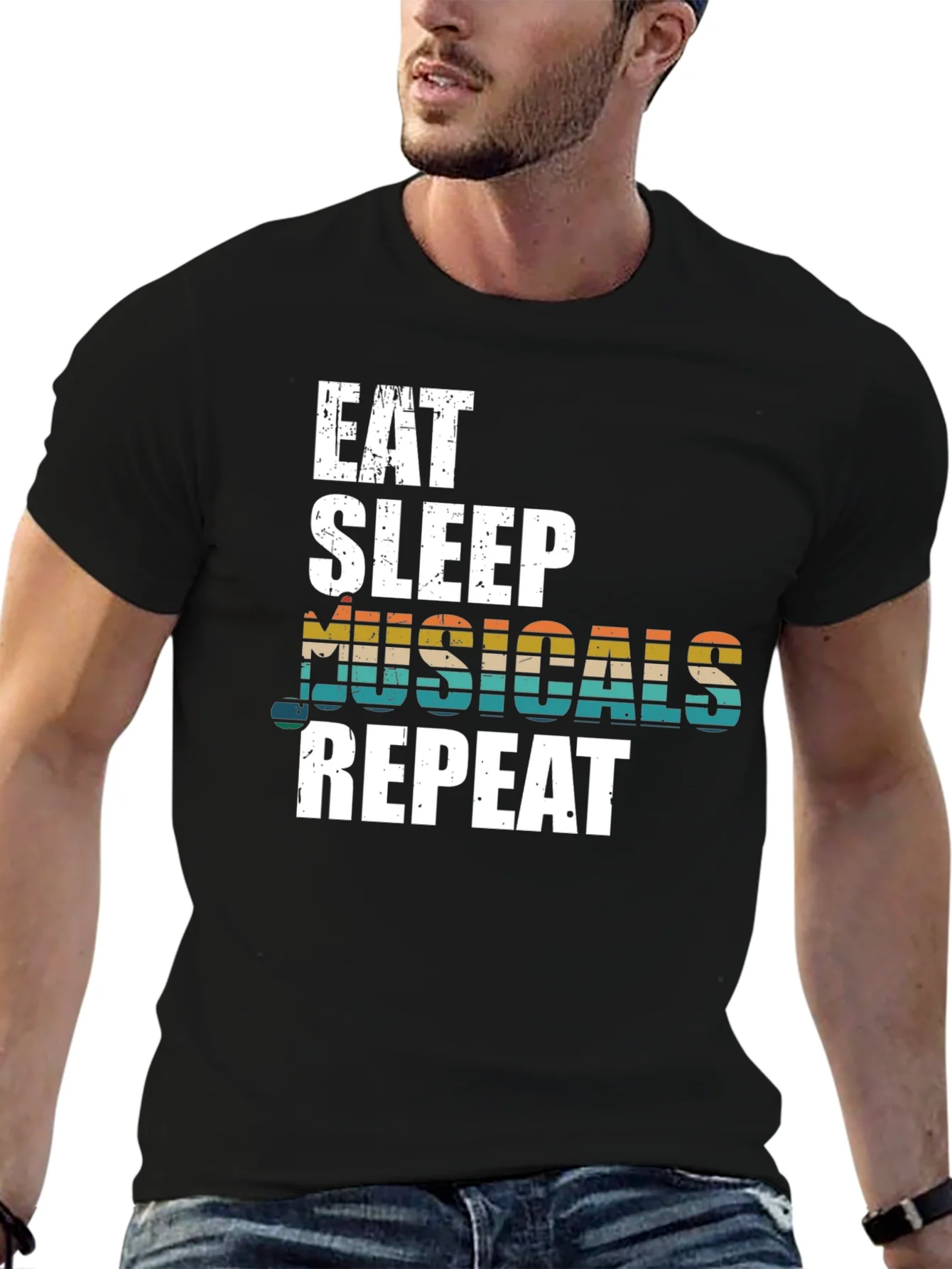 Camiseta Negra: Come Duerme Musicales Repite