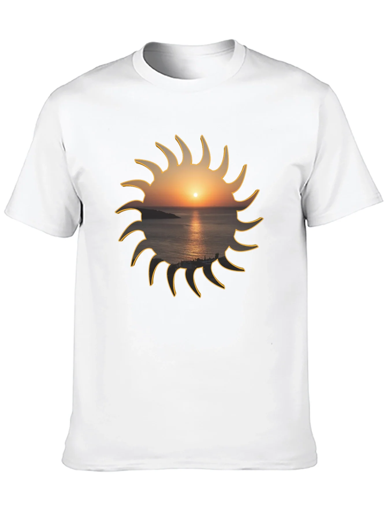 Camiseta Negra Sol con Atardecer Marino