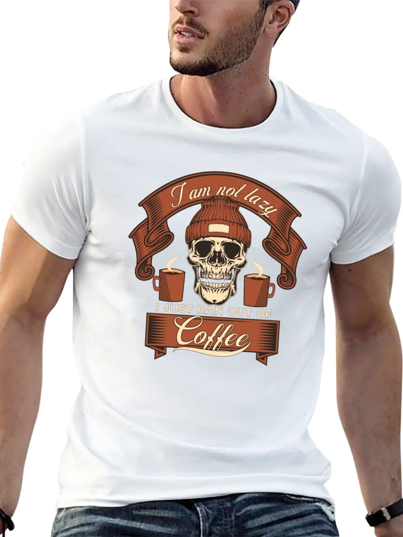 Camiseta Hombre Gr¨¢fica Sin Caf¨¦ - Algod¨®n Casual