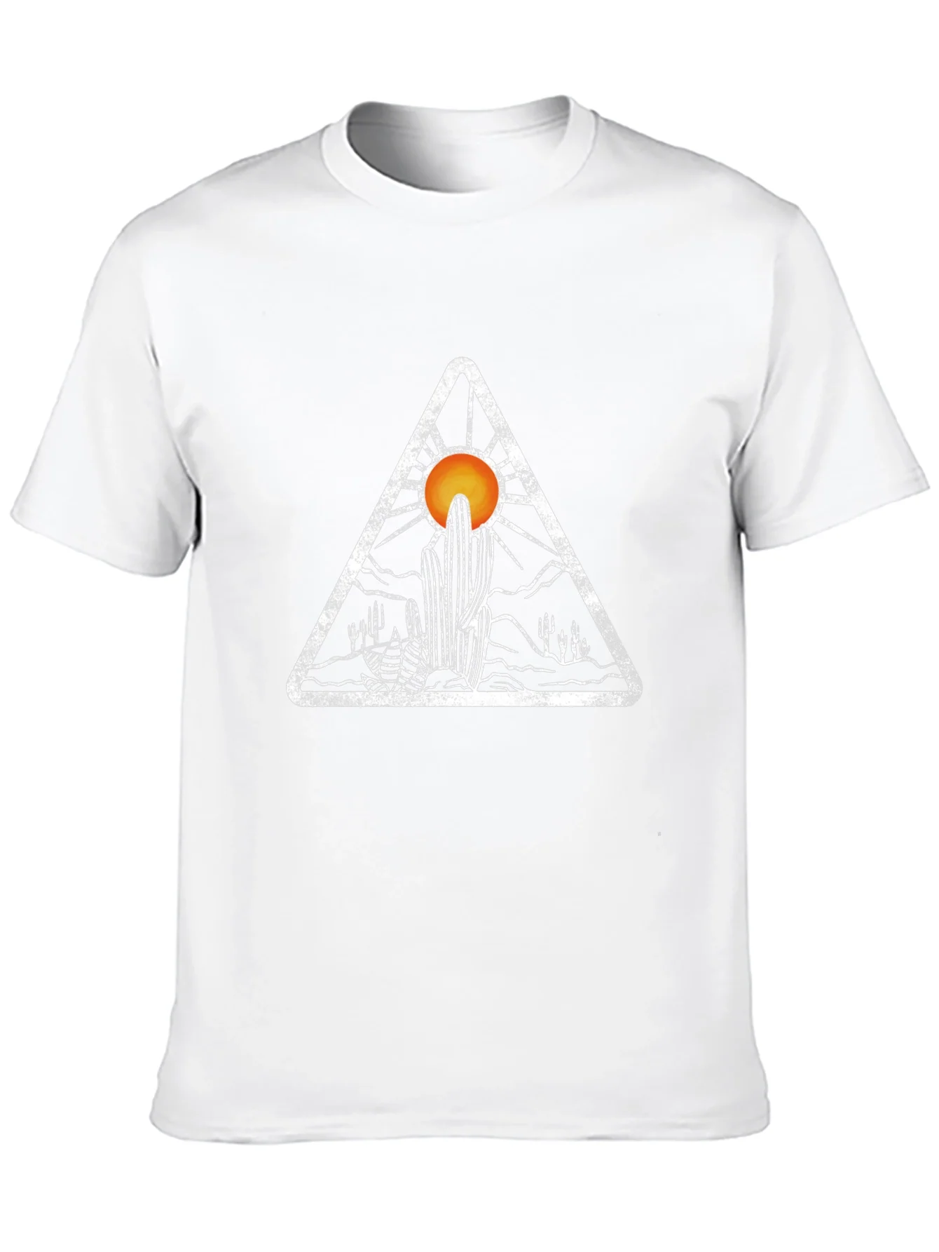 Camiseta Negra con Dise?o Desierto Triangular