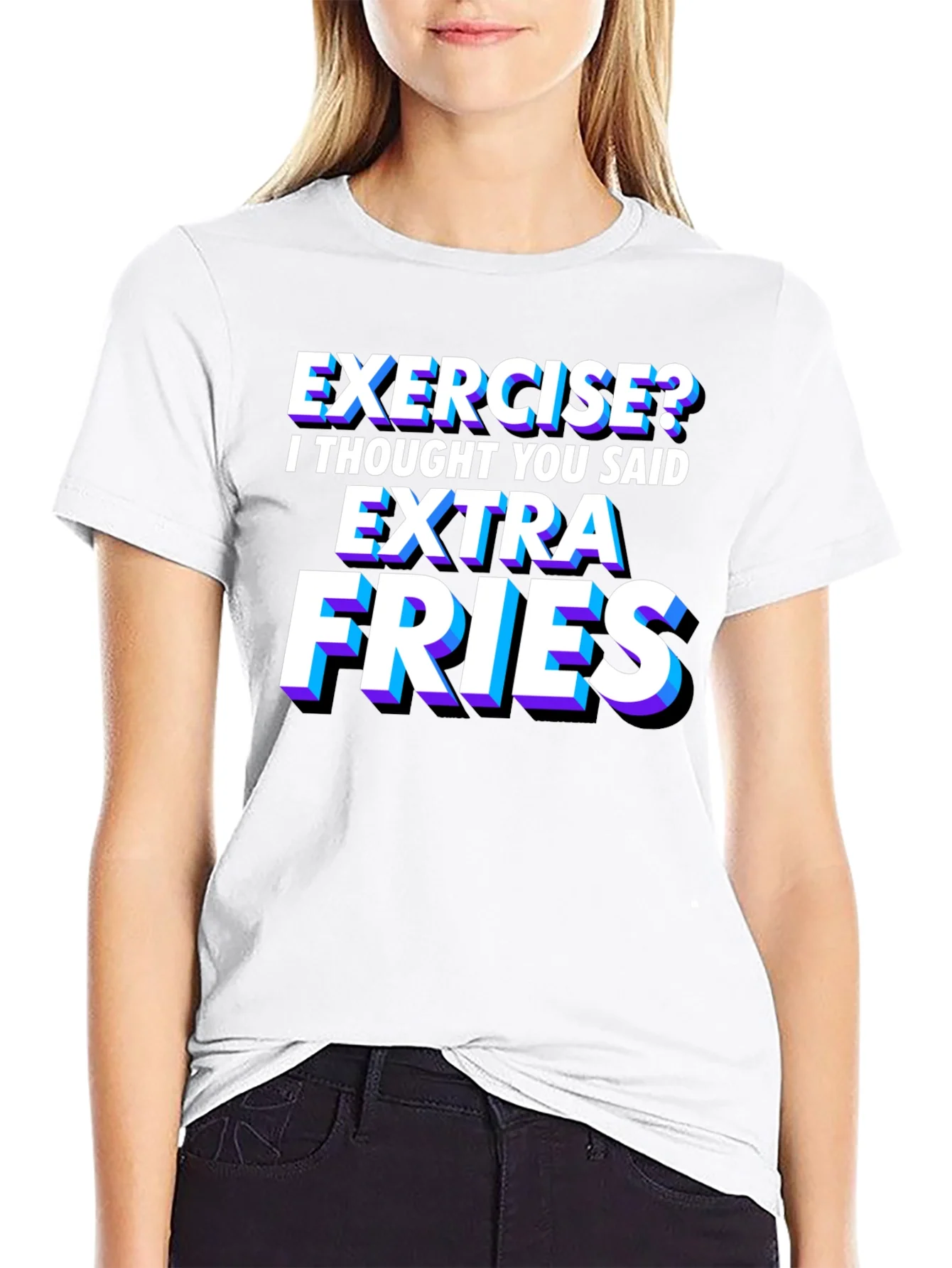 Camiseta Negra con Frase Divertida Extra Fries