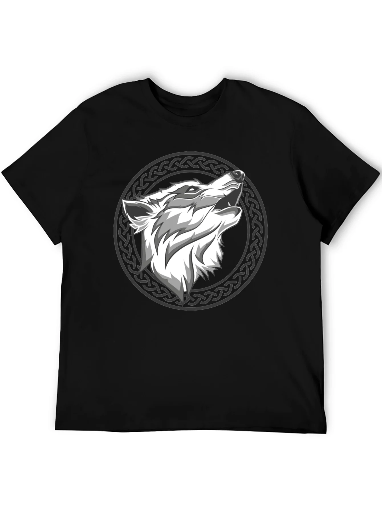 Camiseta Hombre Negra Lobo Celta