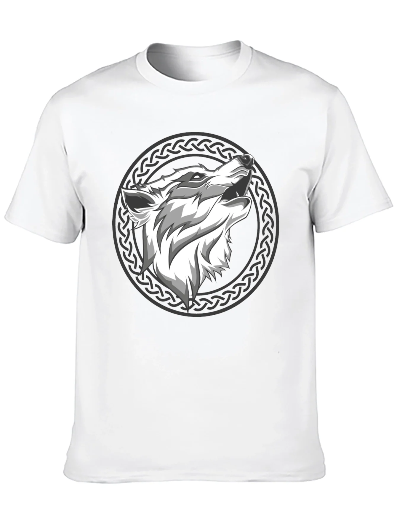 Camiseta Hombre Negra Lobo Celta