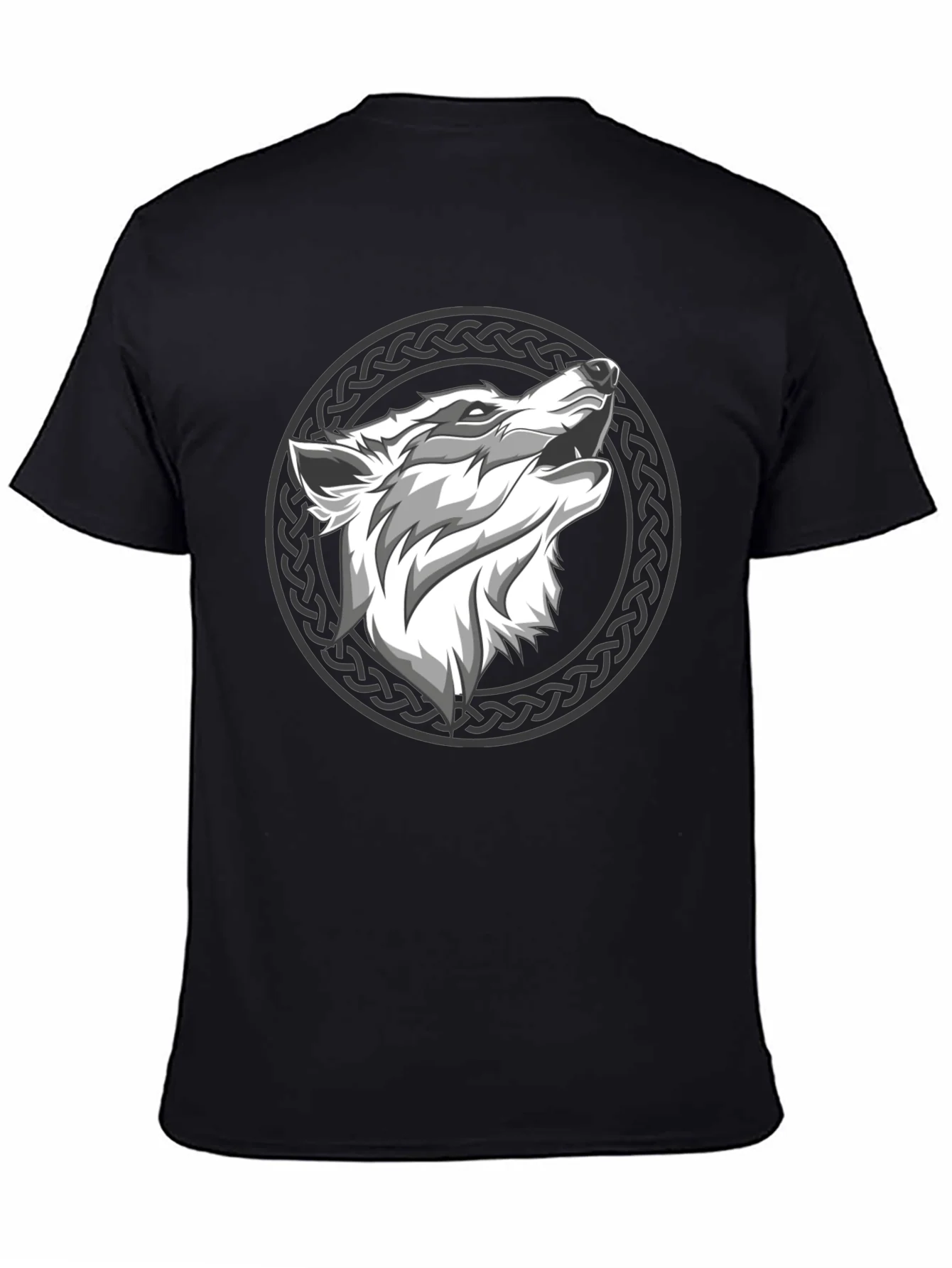 Camiseta Hombre Negra Lobo Celta