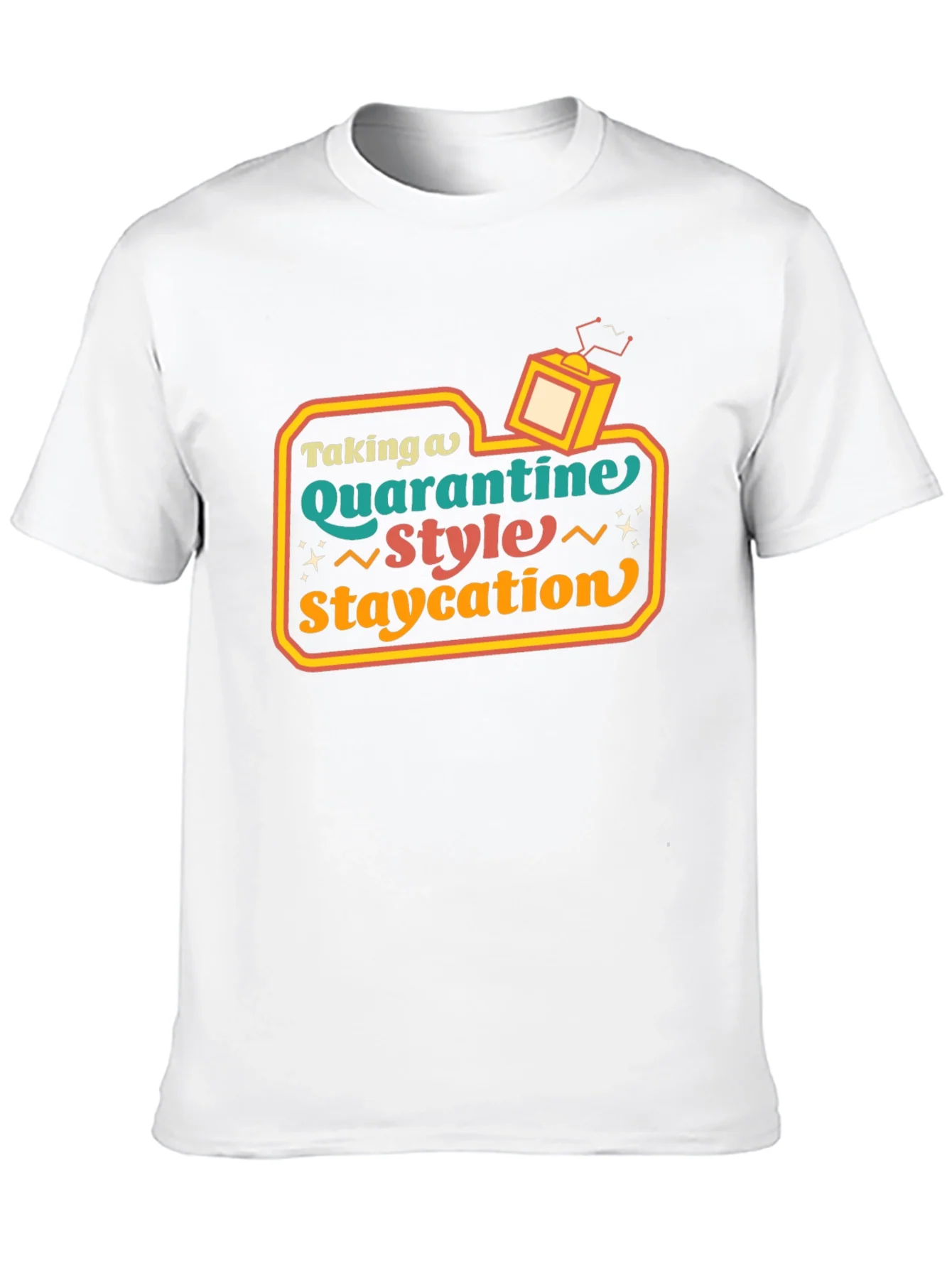 Camiseta Staycation Estilo Retro para Cuarentena