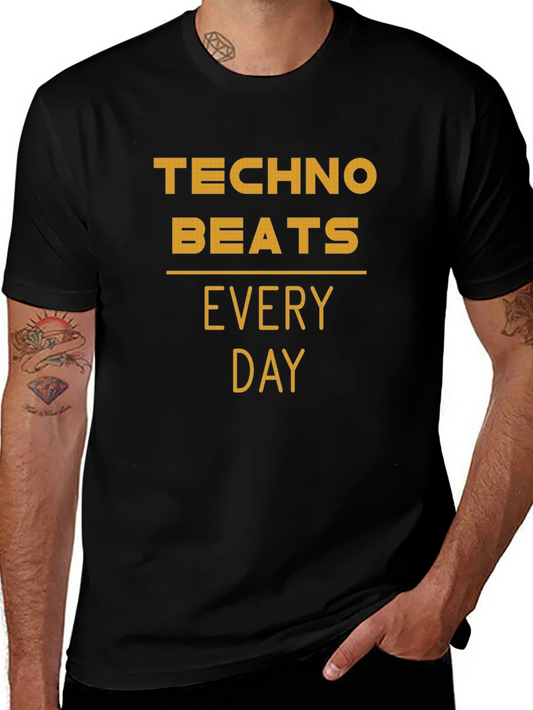 Camiseta Negra Techno Beats Every Day