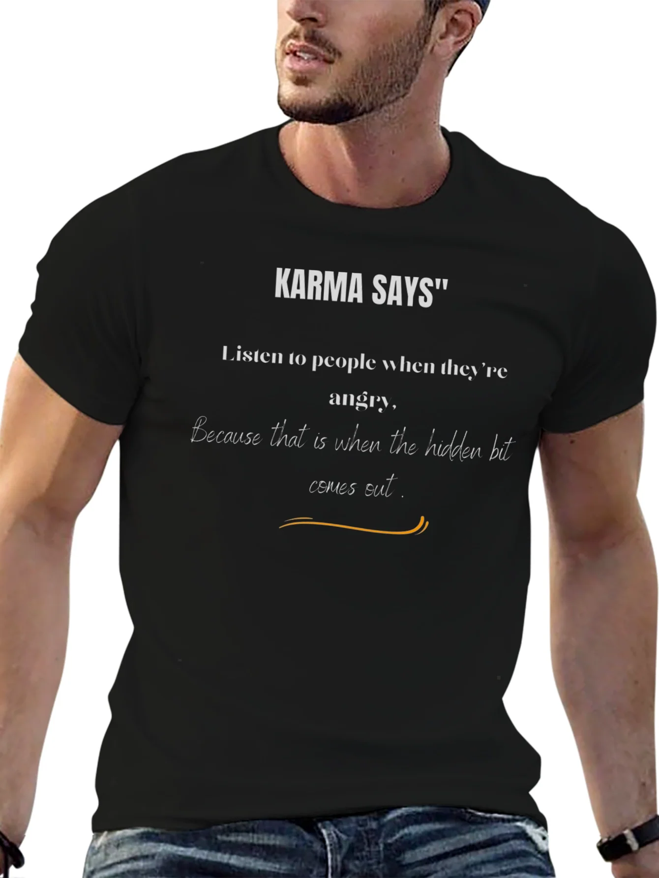 Camiseta Negra Karma Says: Escucha a los Enfadados