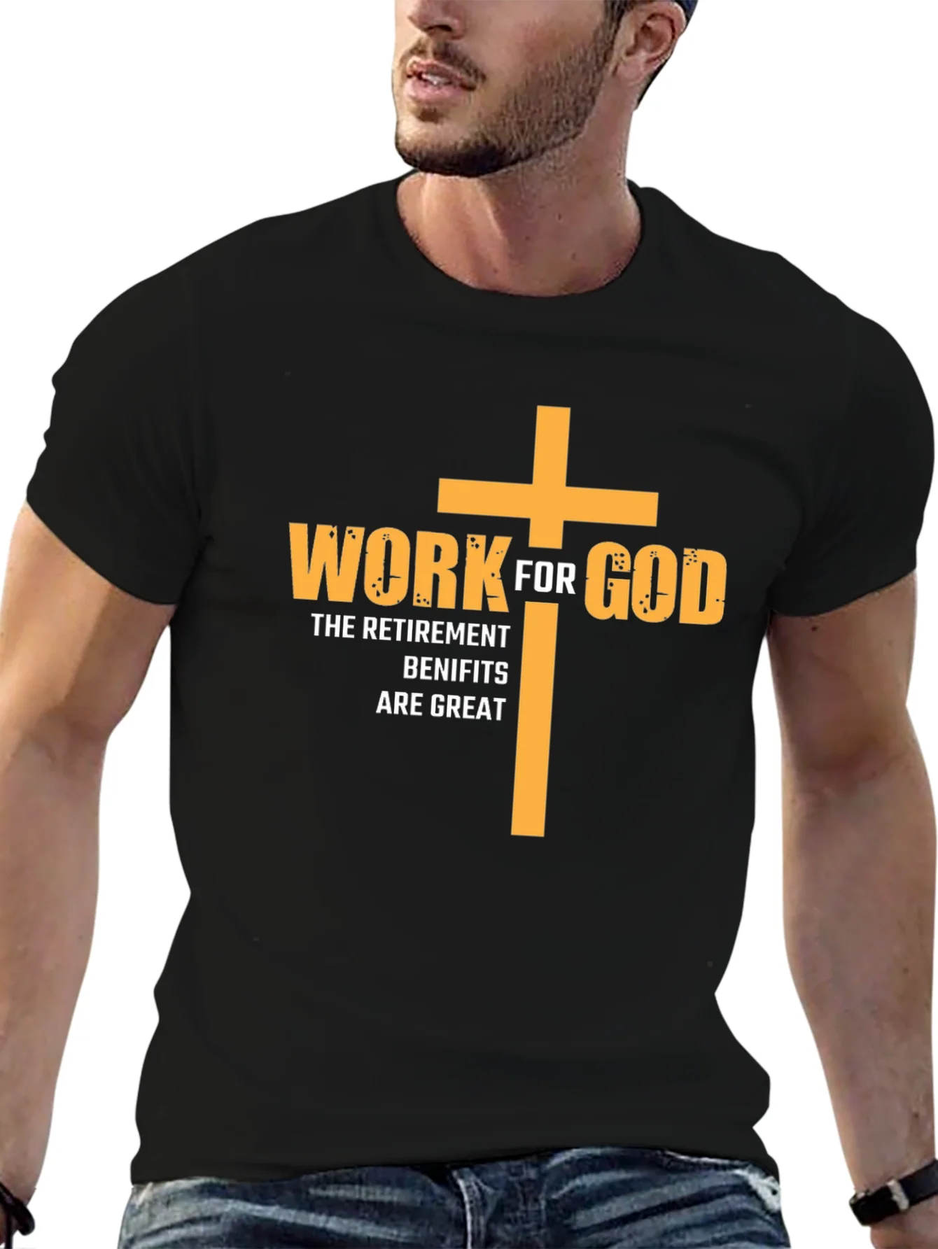 Camiseta Cristiana Negra: Trabaja para Dios