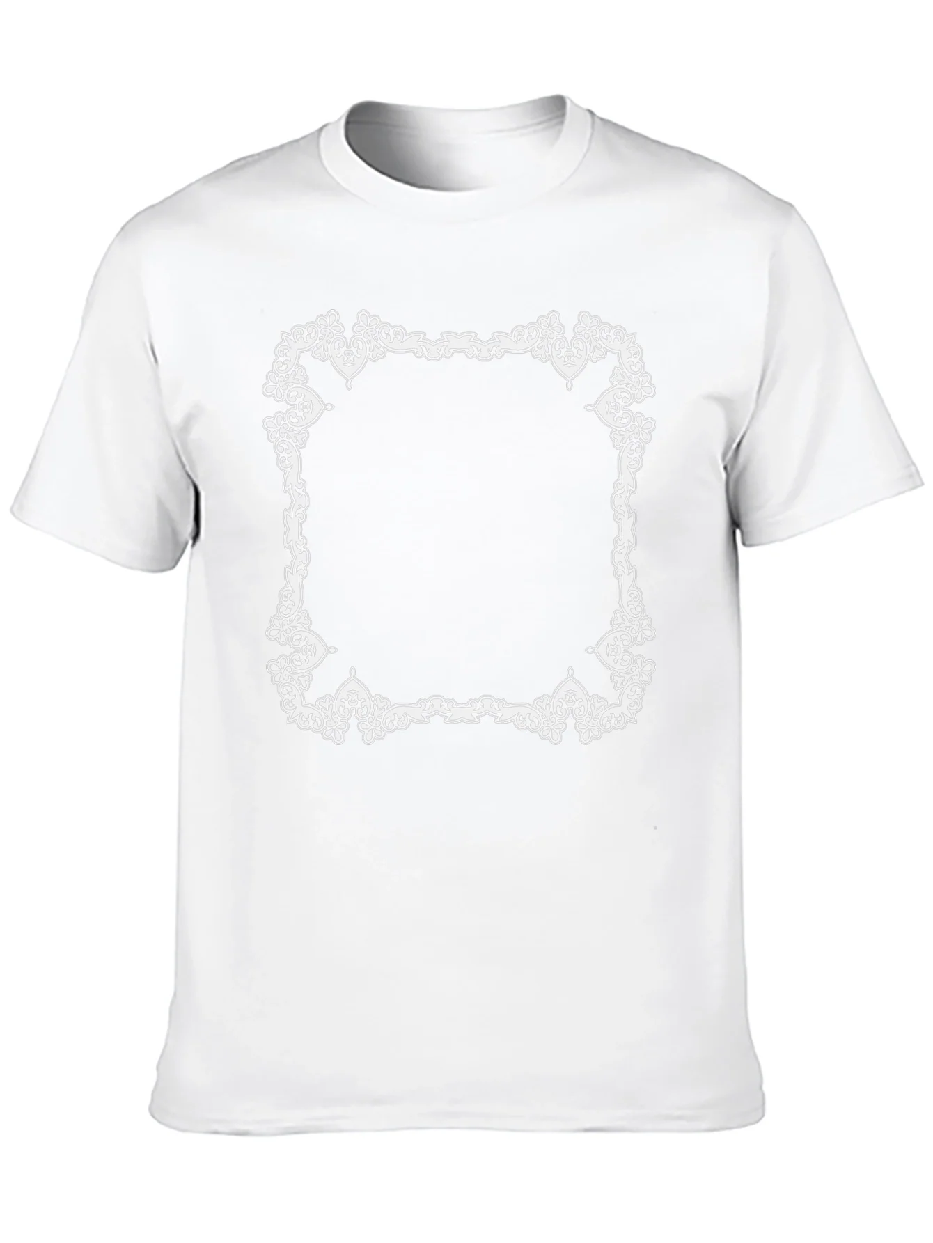 Camiseta Negra con Marco Ornamental Blanco
