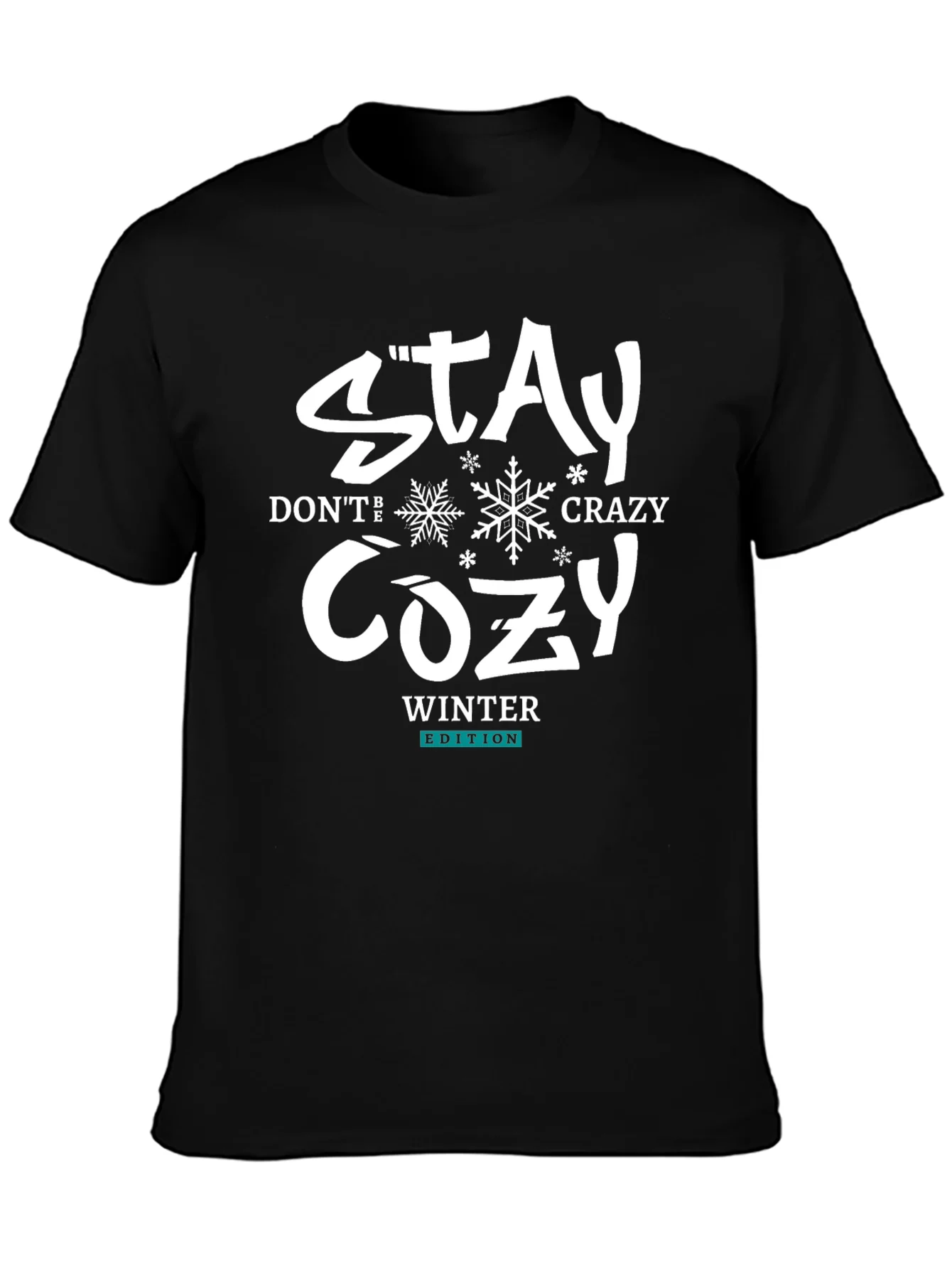 Camiseta Negra Stay Cozy Invierno