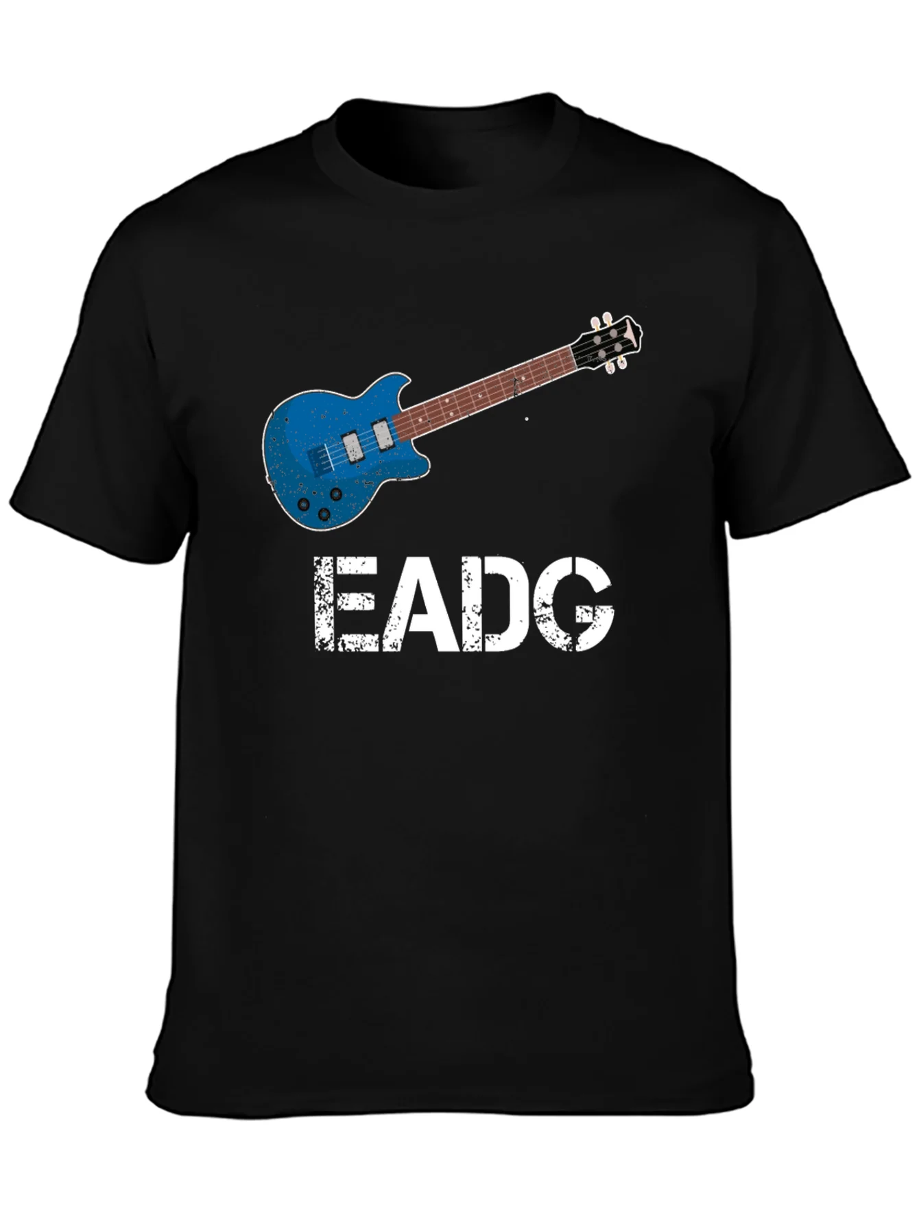 Camiseta Negra Guitarra EADG para M¨²sicos