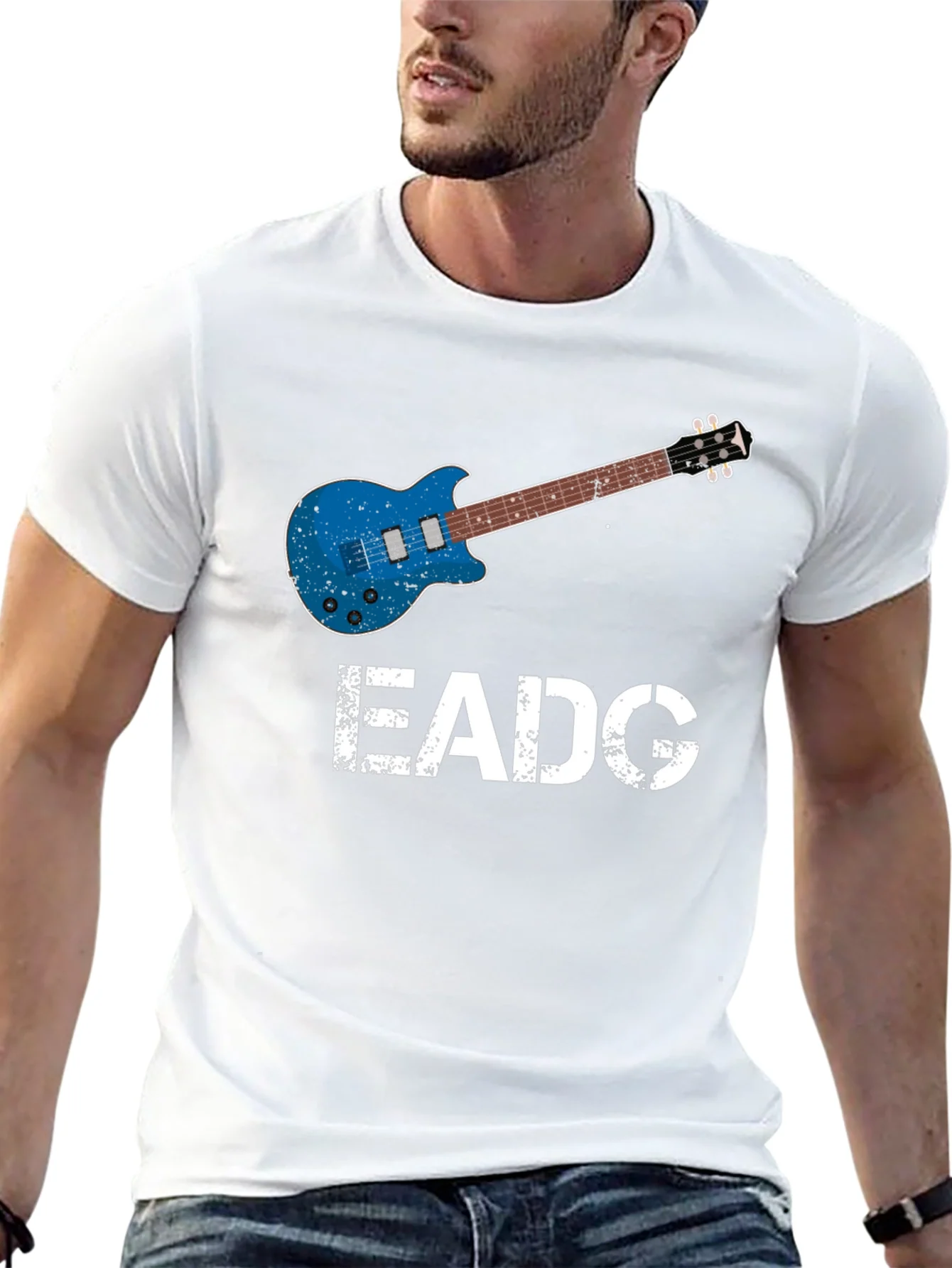 Camiseta Negra Guitarra EADG para M¨²sicos