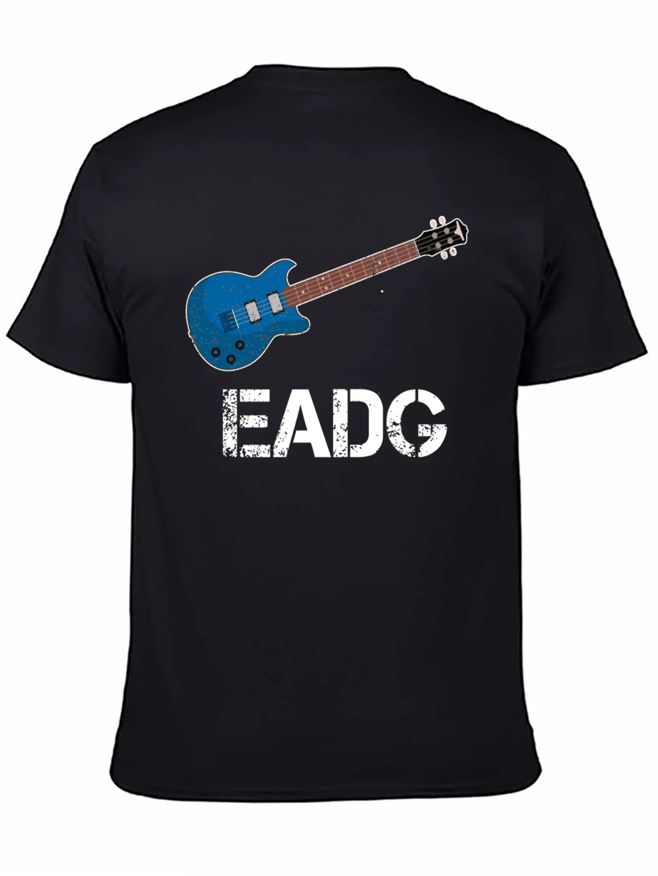 Camiseta Negra Guitarra EADG para M¨²sicos