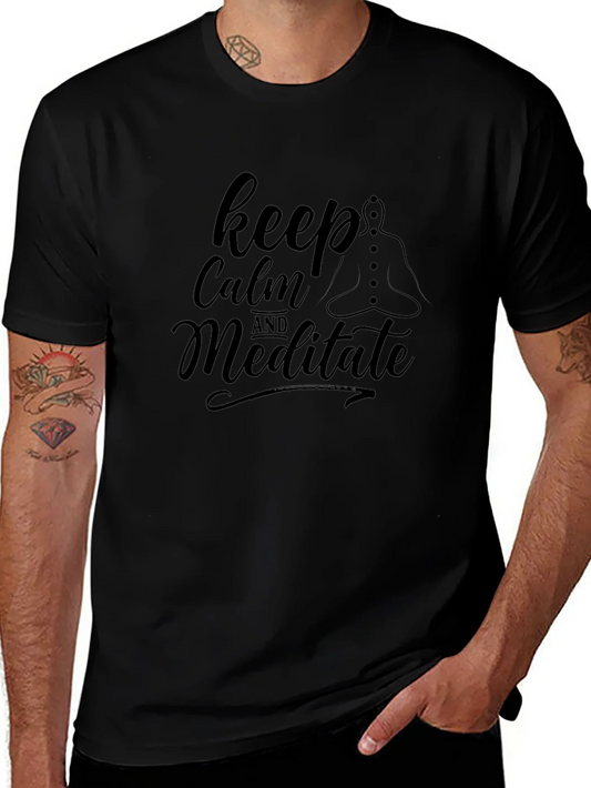 Camiseta Negra Keep Calm and Meditate