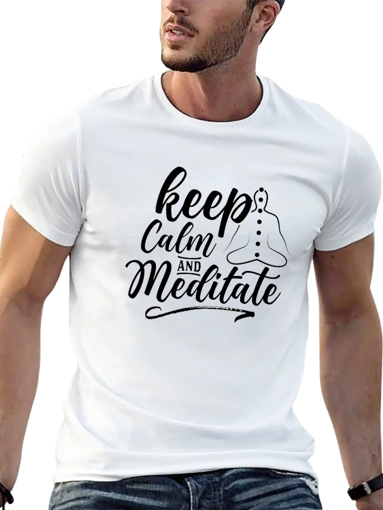 Camiseta Negra Keep Calm and Meditate