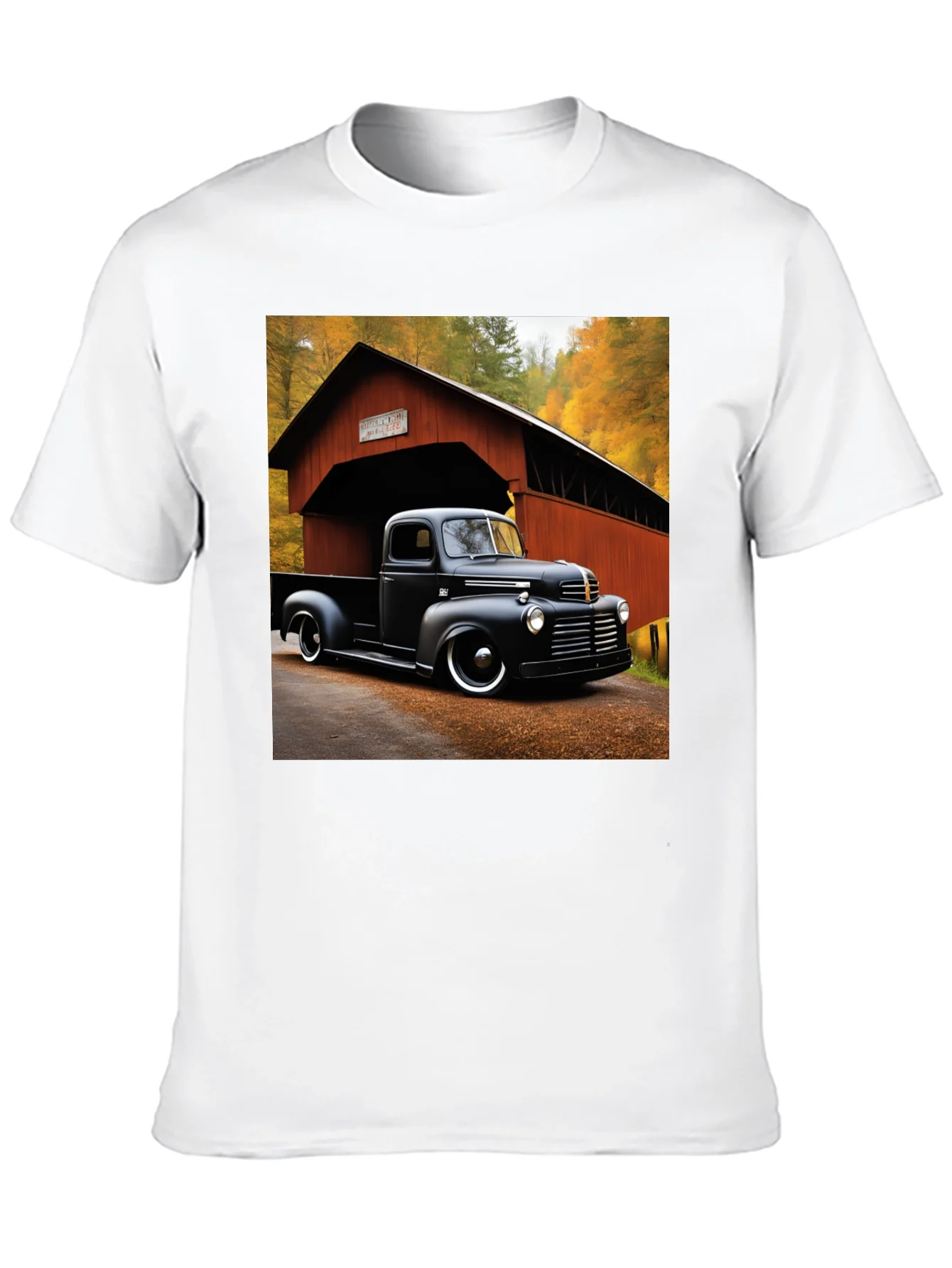 Rebbecca Classic Truck T-Shirt - Covered Bridge Backdrop