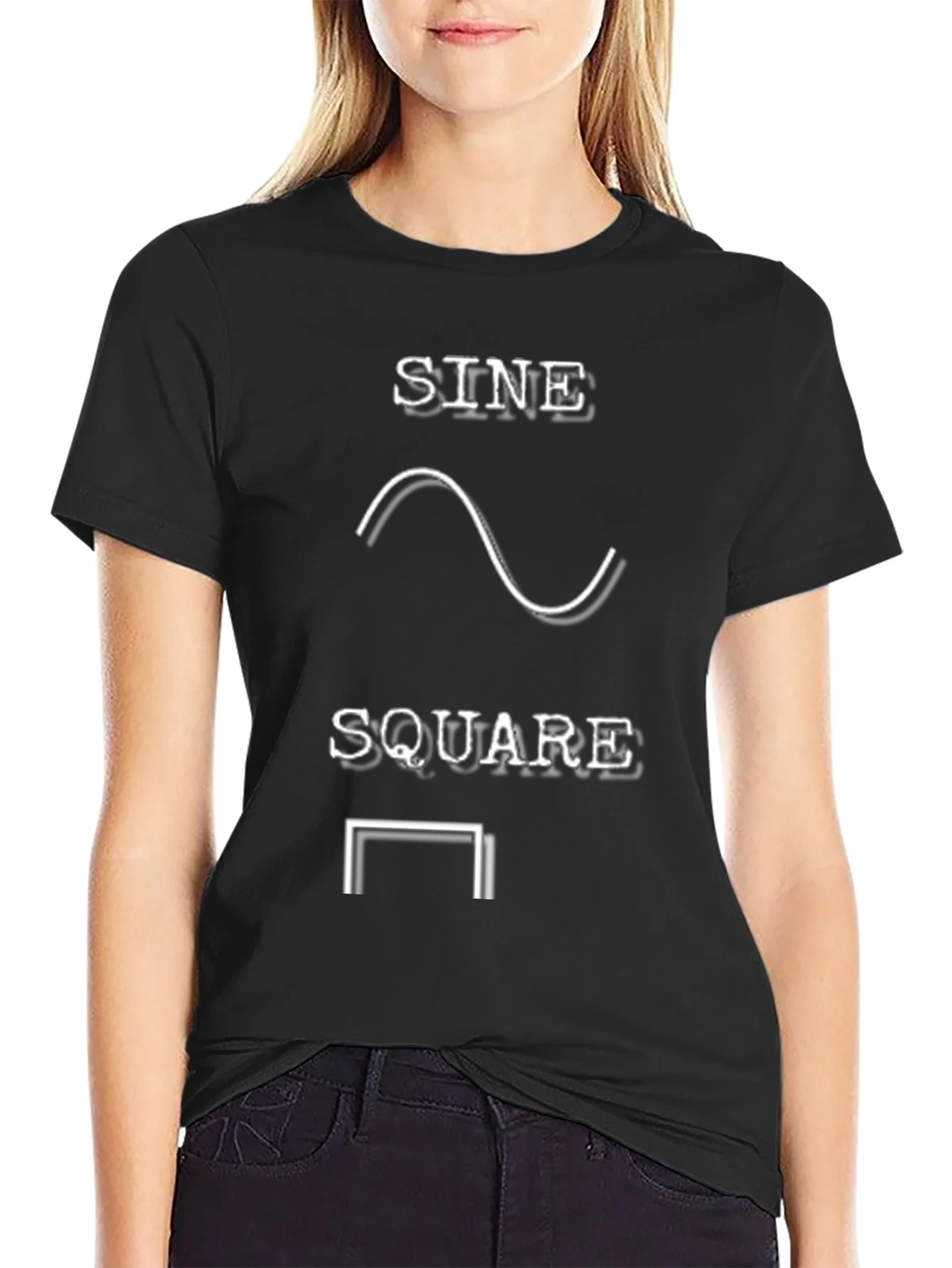 Camiseta Negra Sine Wave Square Wave Geek