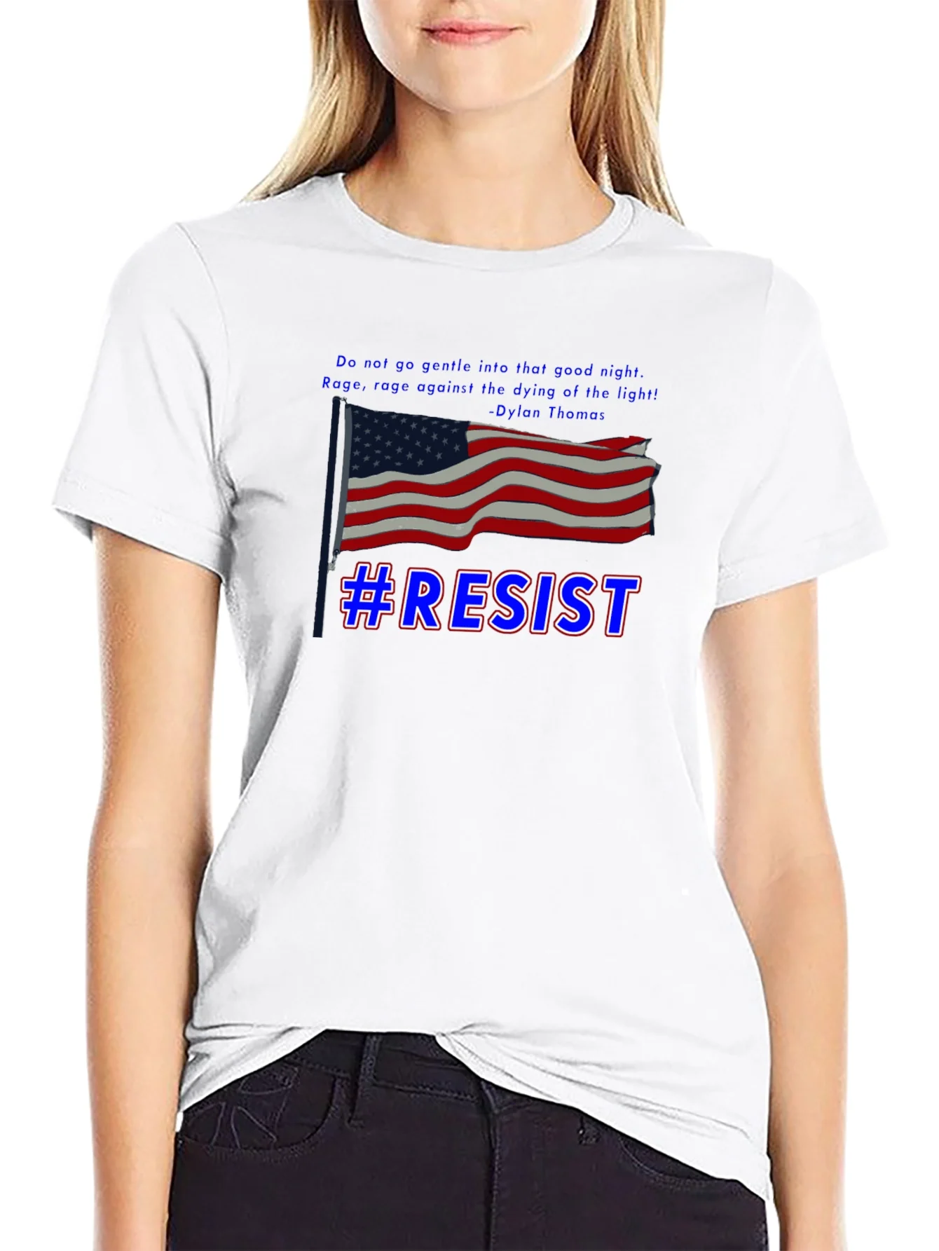 Camiseta Negra #Resist con Bandera Americana