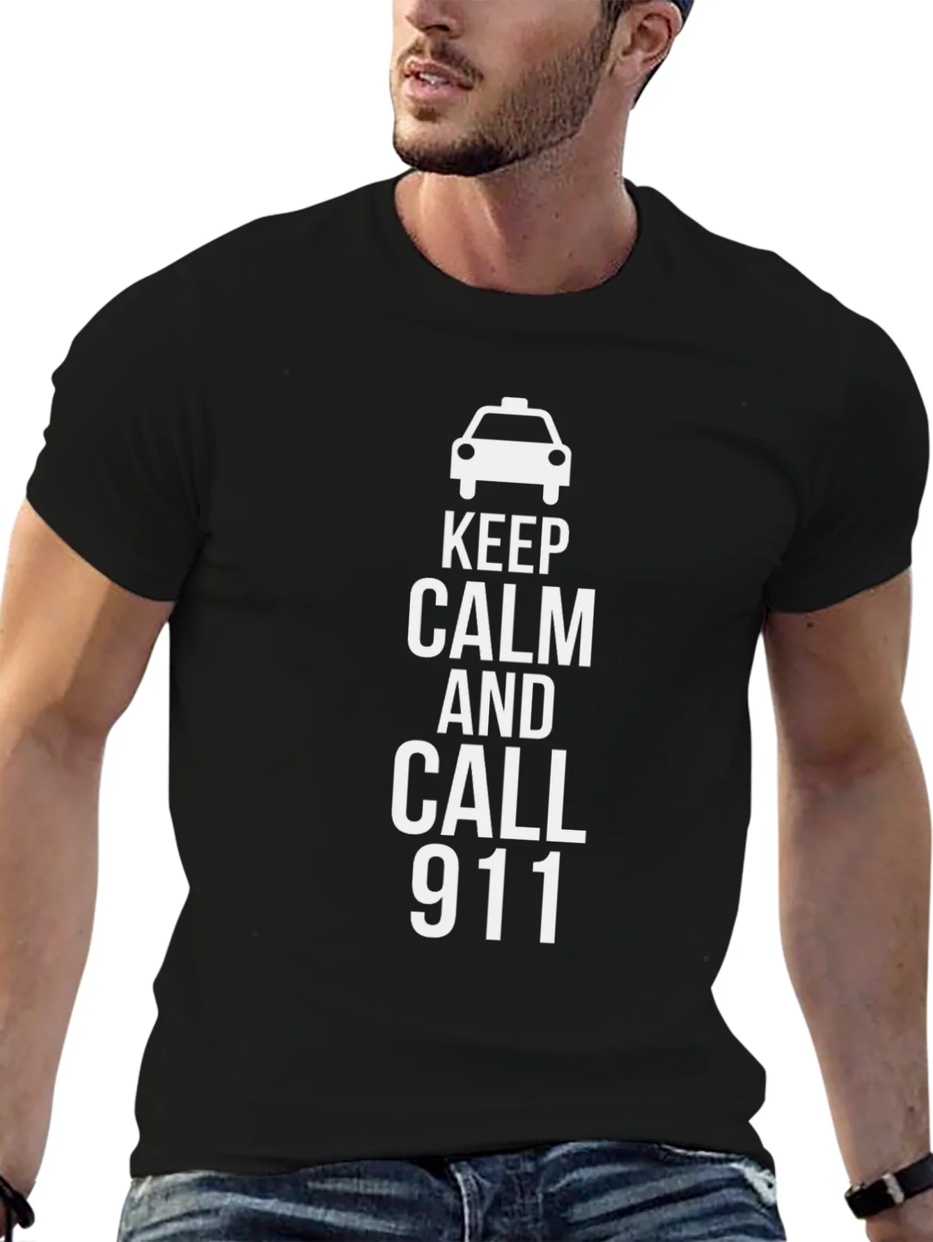 Camiseta Negra Keep Calm and Call 911
