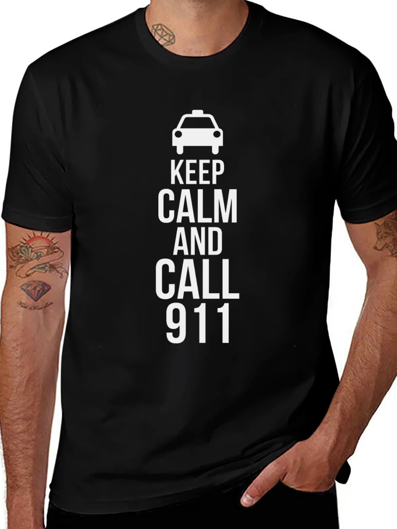 Camiseta Negra Keep Calm and Call 911